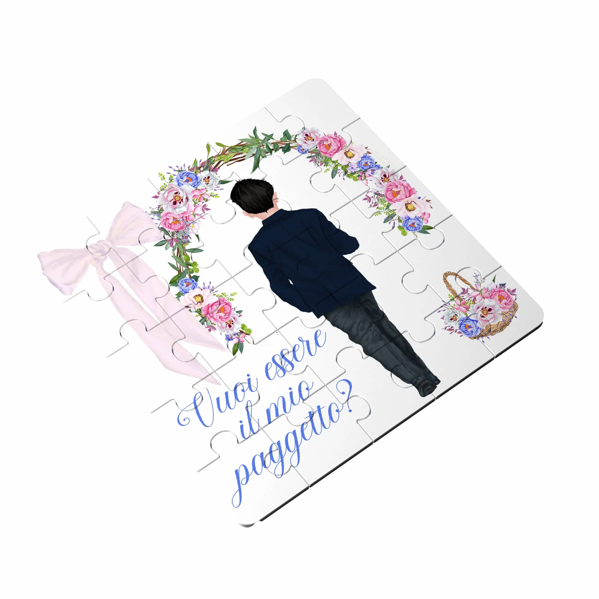 Vuoi essere il mio paggetto? Puzzle Biglietto Personalizzato per Bambino Portafedi – Disegno a Scelta – Proposta Originale per Matrimonio o Nozze – Regalo Simpatico e Tenero