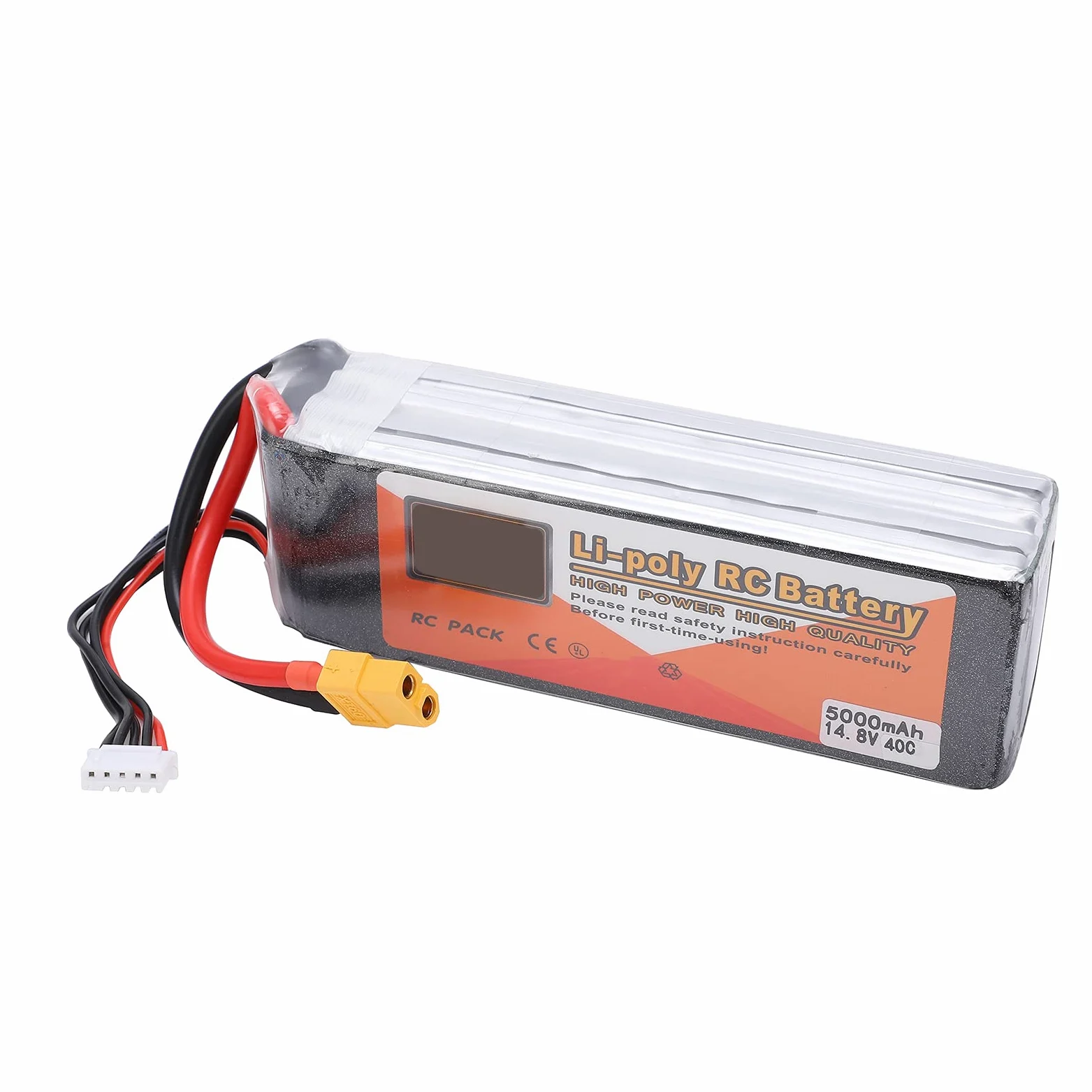 Batteria LiPo da 14,8 V 5000 MAh 40C 4S XT60 per Accessori Quadricottero RC FPV Racing Drone, Soluzione Energetica Ad Alte Prestazioni