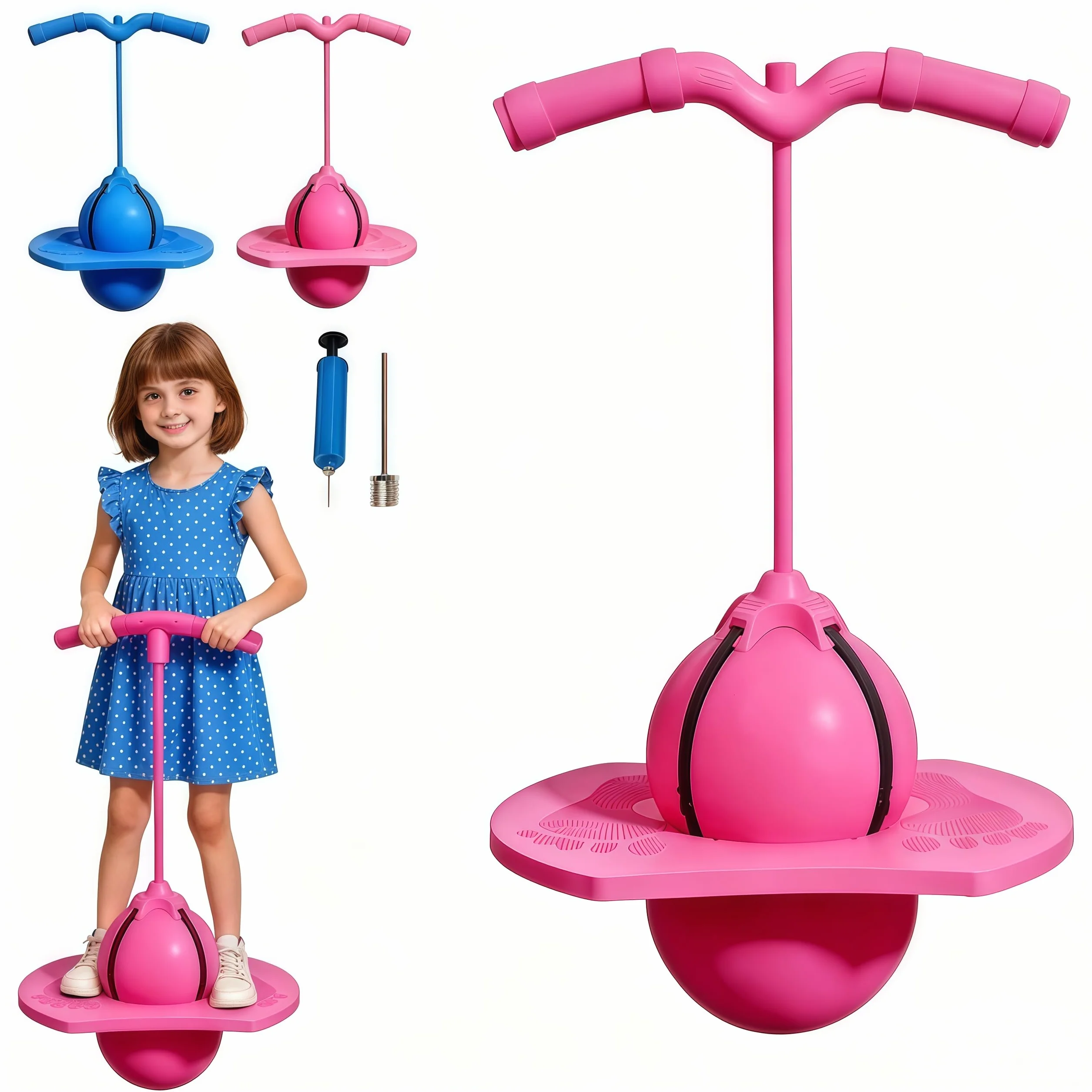 Palla per Saltares, Balances Jumping-Ball, Palla Gonfiabile per Saltares, Sviluppaes equilibrios e capacitá motorie，con Pompa, per attività Outdoor E Indoor (Rosa)