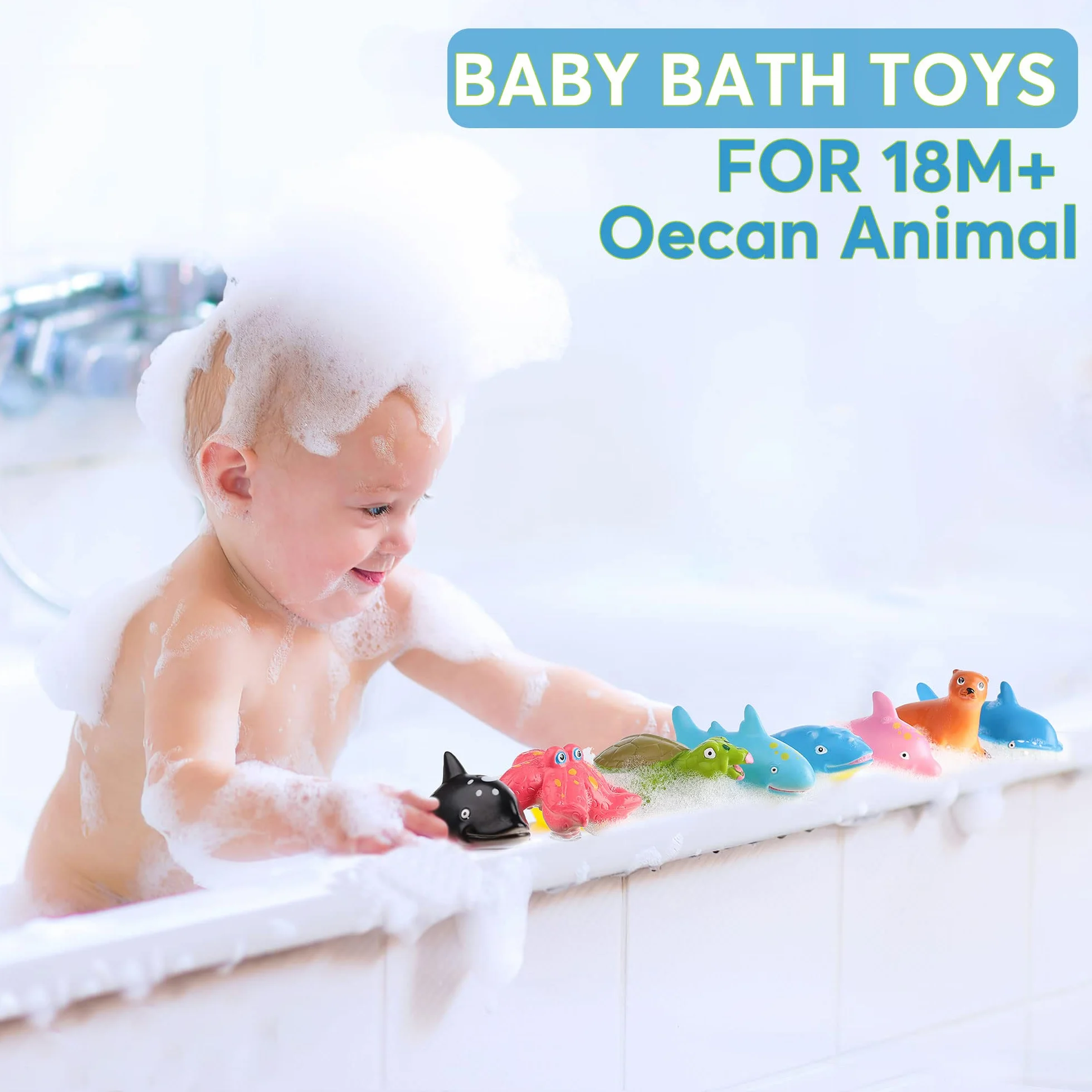 Giocattoli da Bagno Senza Foro per Bambini, 12 Pezzi Senza Muffa Baby Ocean Sea Animal Vasca da Bagno Piscina Giocattoli per Ragazzi Ragazze