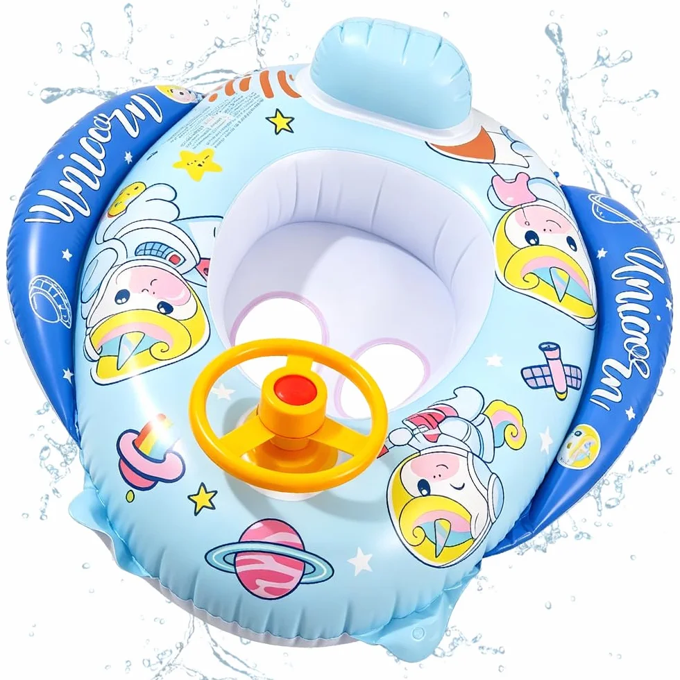 Unicorno Anello di Nuoto Neonato,Giocattoli Galleggianti per bambini,Galleggiante Gonfiabile con Sedile e Volante,Unicorno Giocattoli Galleggianti,Salvagente Gonfiabile per Bebè 6 Mesi a 36 Mesi
