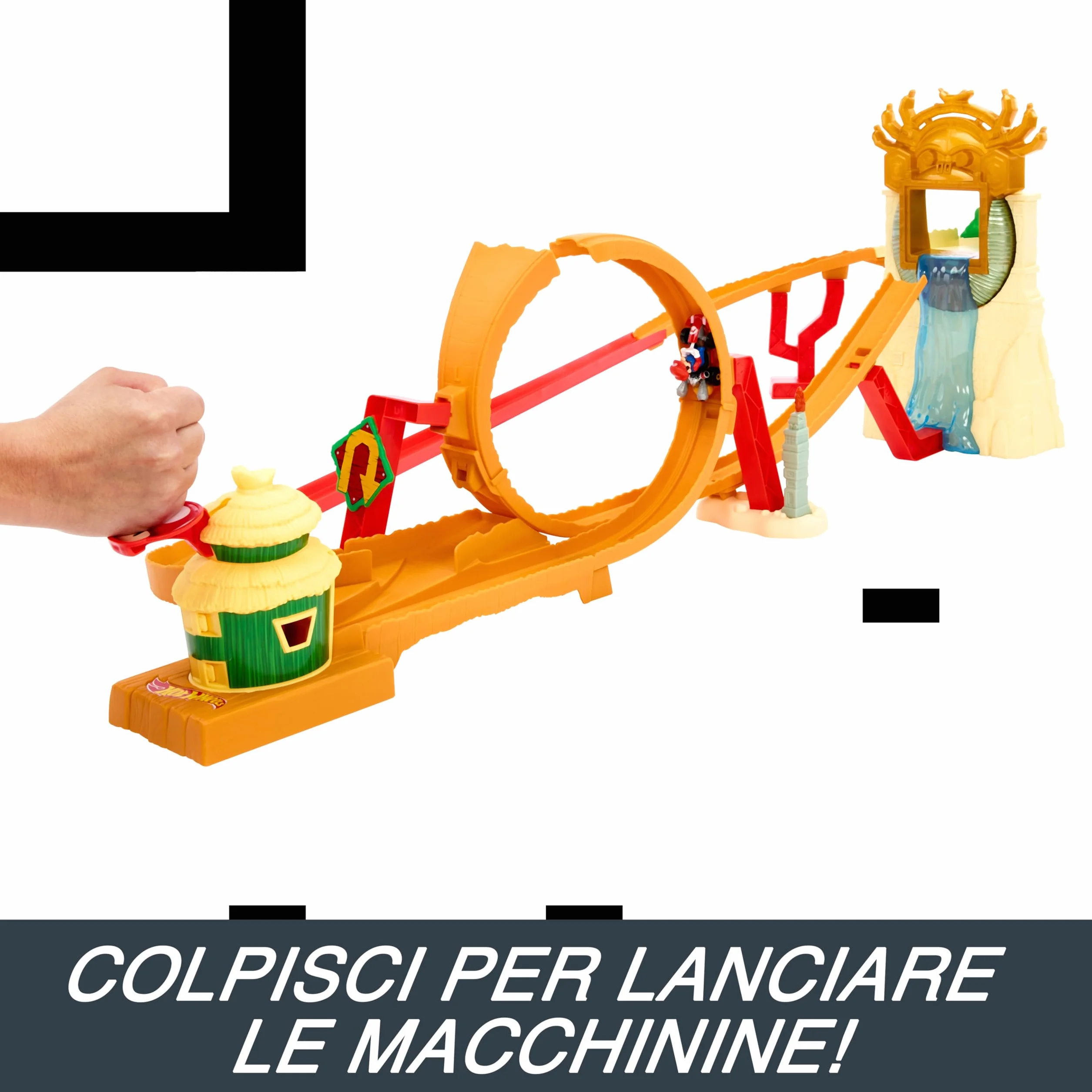 Hot Wheels Super Mario Bros - Corsa nella Giungla di Kong, playset ispirato al film con macchinina die-cast di Mario inclusa, pista con loop e salto su cascata, giocattolo per bambini, 5+ anni, HMK49