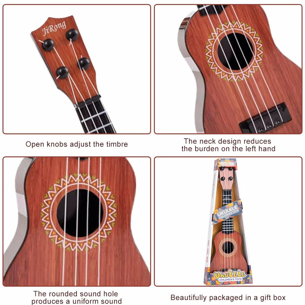Ukulele giocattolo per bambini 36cm 4 corde regolabili strumento musicale educativo regali