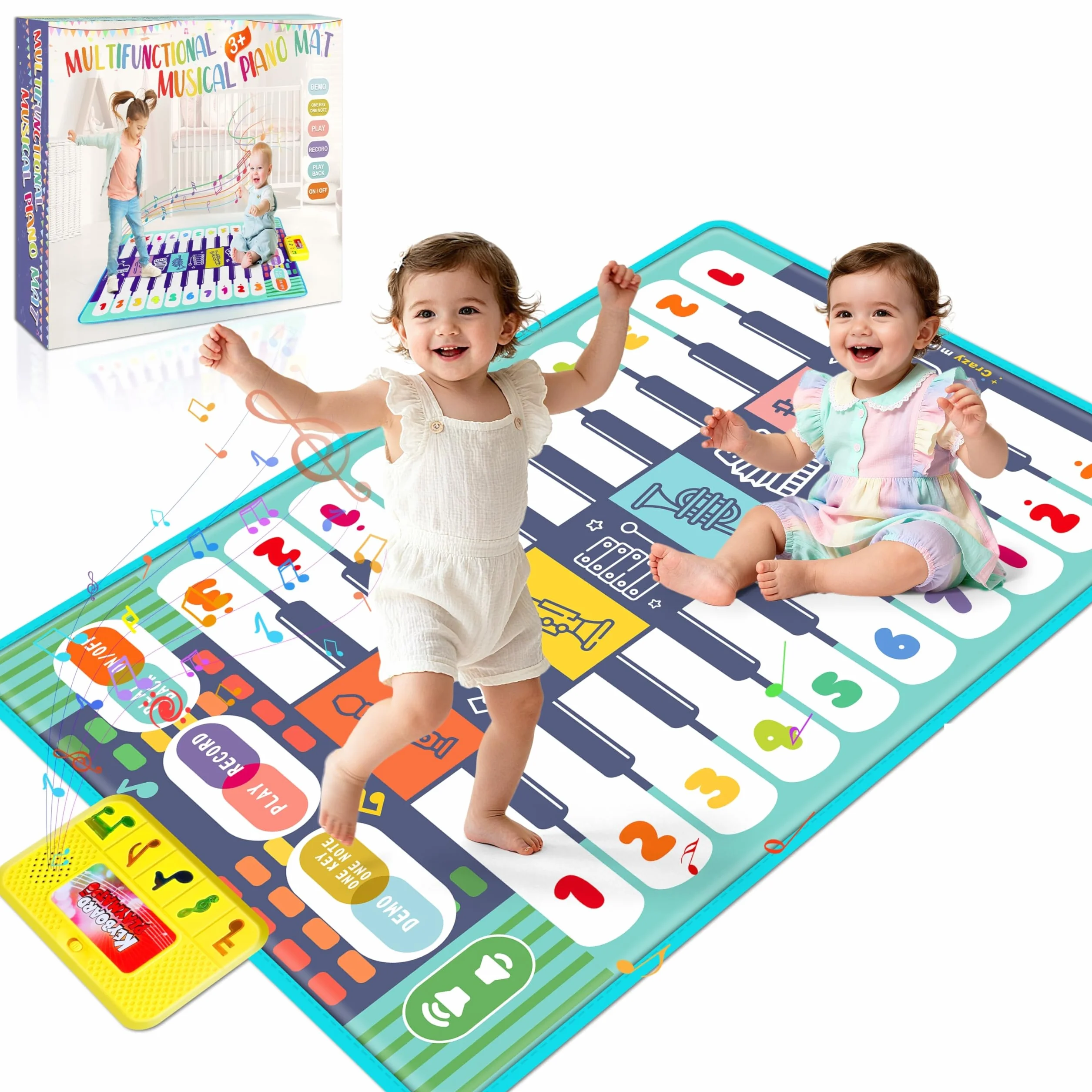 Charmofun Tappeto Musicale Bambini, Tappetino Musicale Pianoforte 8 Strumenti 10 Canzoni