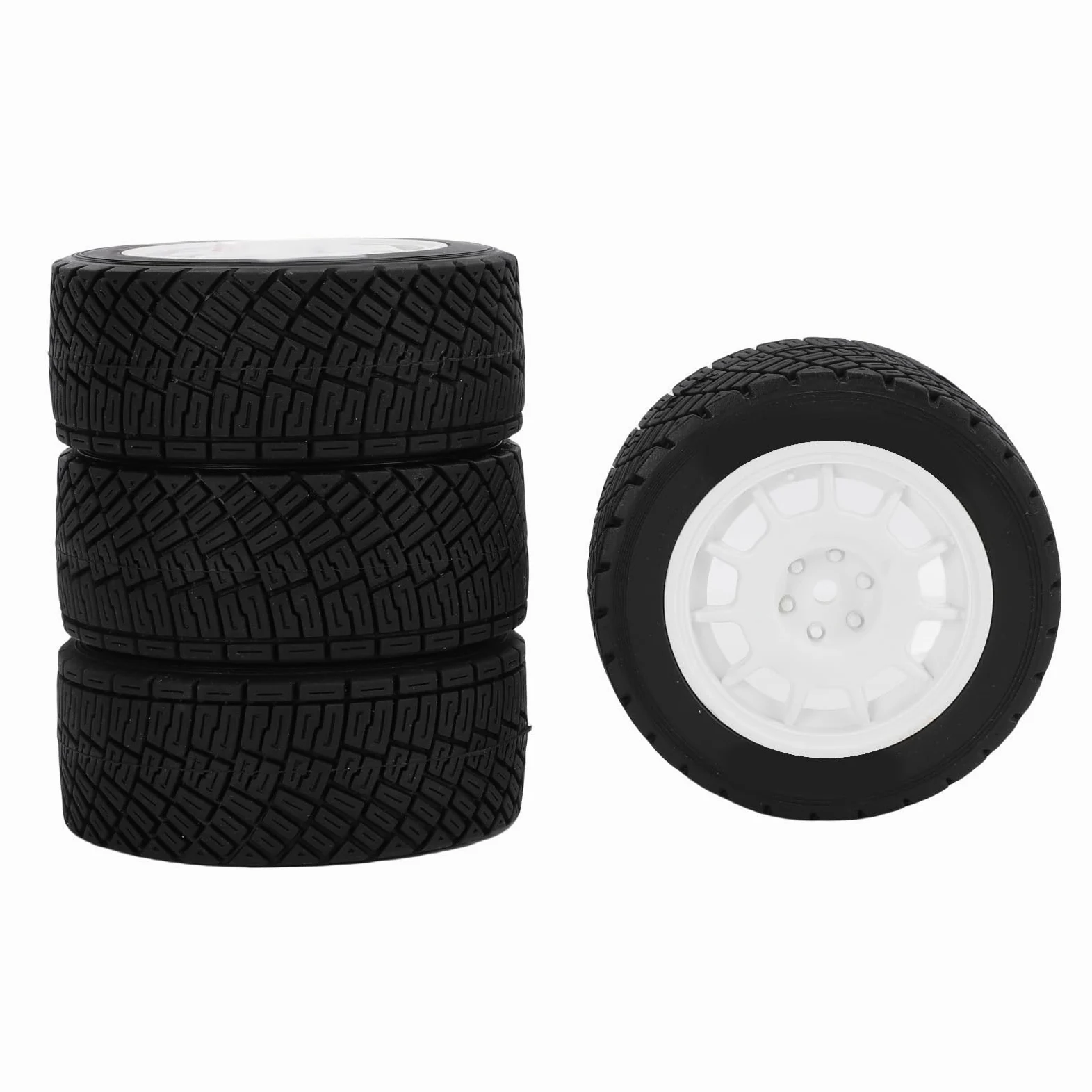Set di 4 pneumatici per modellini di auto giocattolo resistenti e antiscivolo, per veicoli radiocomandati, ricambio in plastica da 12 mm