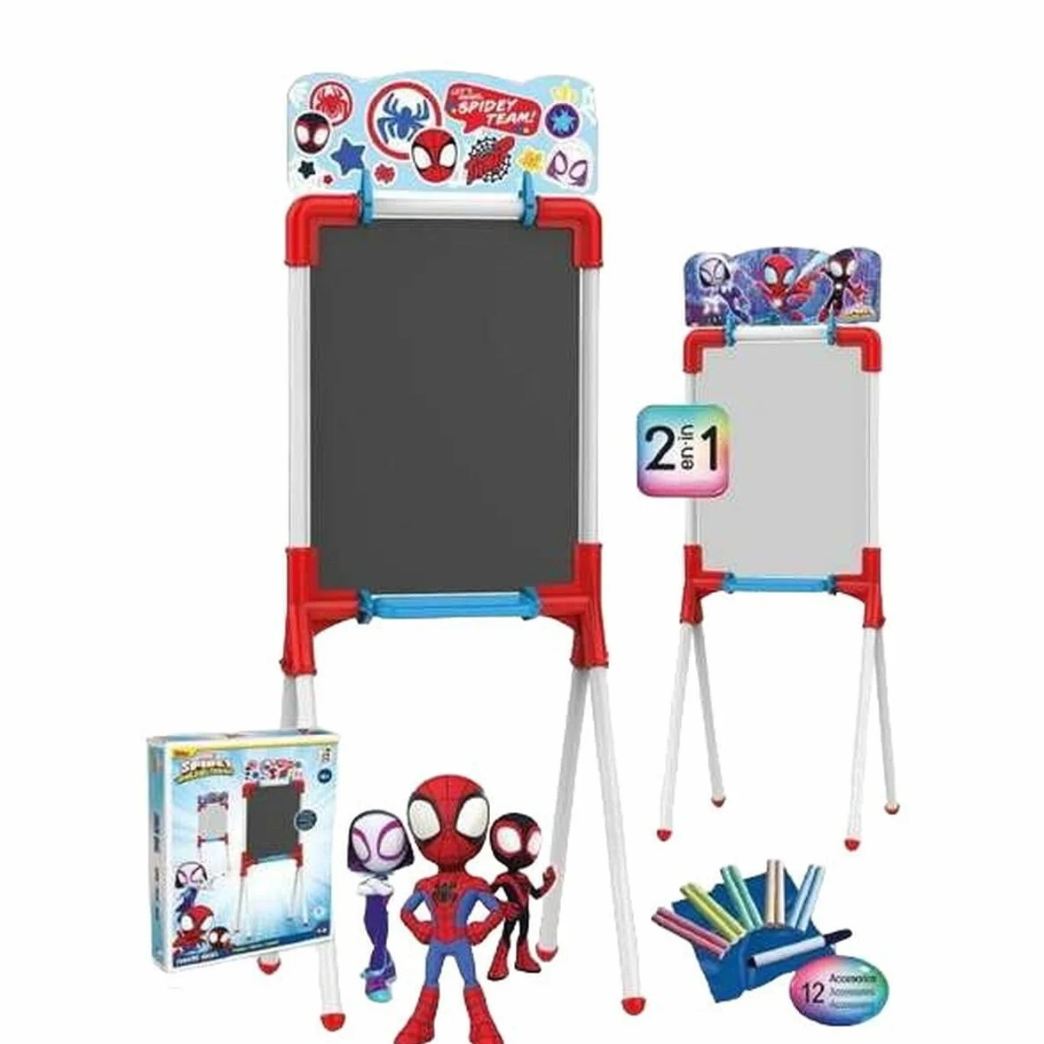Lavagna per Bambini Spidey 2 in 1 Reversibile con Cavalletto Giochi Educativi Creativi 3 Anni
