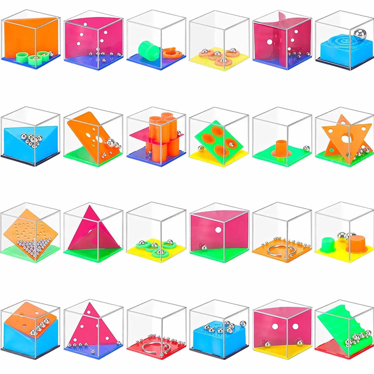 24 Pezzi Cubi Rompicapo, Mini Puzzle Box con Livelli di Difficoltà Assortito, Gadget Regalini Festa Compleanno Bambini