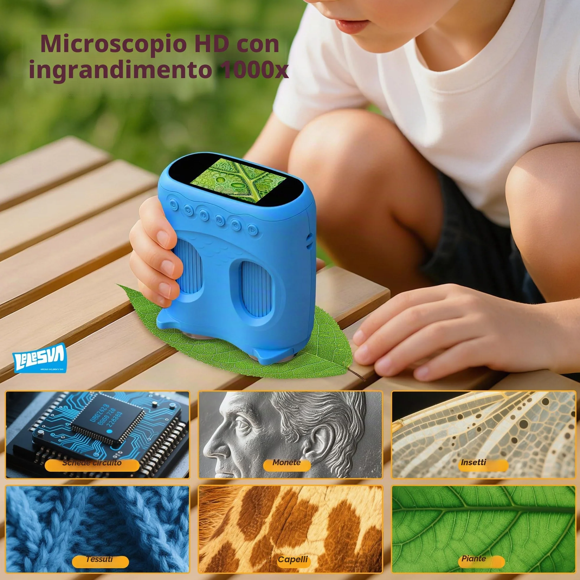 Microscopio e Telescopio 2 in 1, Mini Microscopio Portatile Tascabile 1000X, Telescopio Portatile 1000 m, Telescopio 10X Per Bambini, Telescopi Per Bambini con 1920P, Ottimo Giocattolo Scientifico