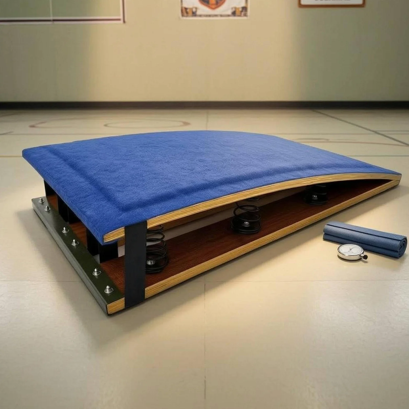 Trampolino per Bambini Tavola per Salto Pedana per Allenamento Molla Superficie Confortevole in Feltro Telaio, Tavola Da Salto A Sei Molle Rinforzate