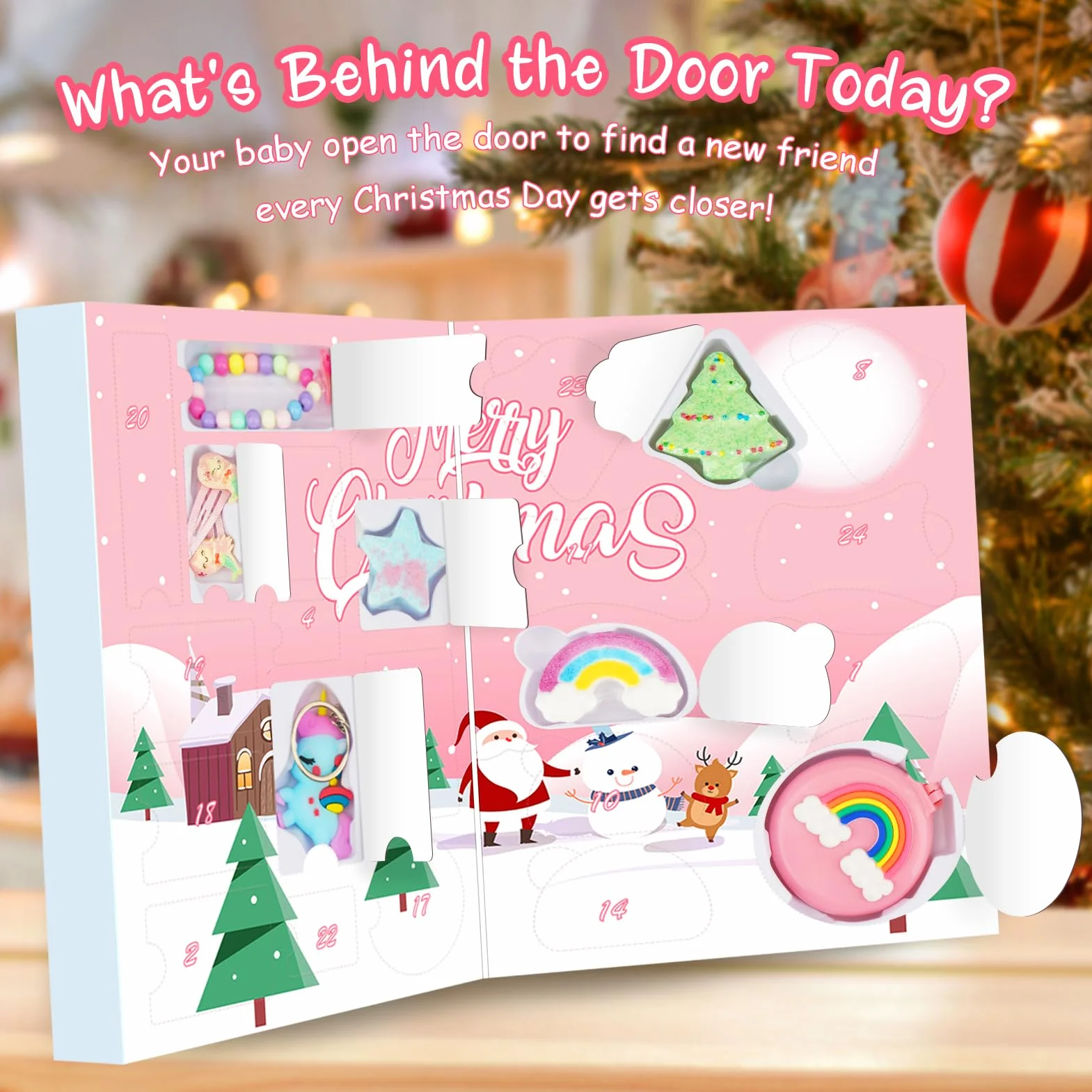 Aifanciey Calendario Avvento Bambini 2025, Unicorno Stella Calendario Bombe da Bagno Sorpresa Idee Regalo Natale, Compleanno per Bambini Ragazze 4 5 6 7 8 9 Anni, rosa