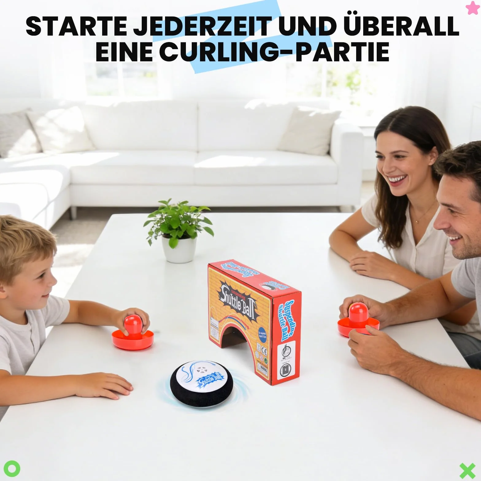 Air Hockey Hover Puck, Portable Air Hockey con 2 Spingere per hockey ad aria rossa, giocattolo da hockey per interni ed esterni, gioco simulato di hockey per bambini adulti