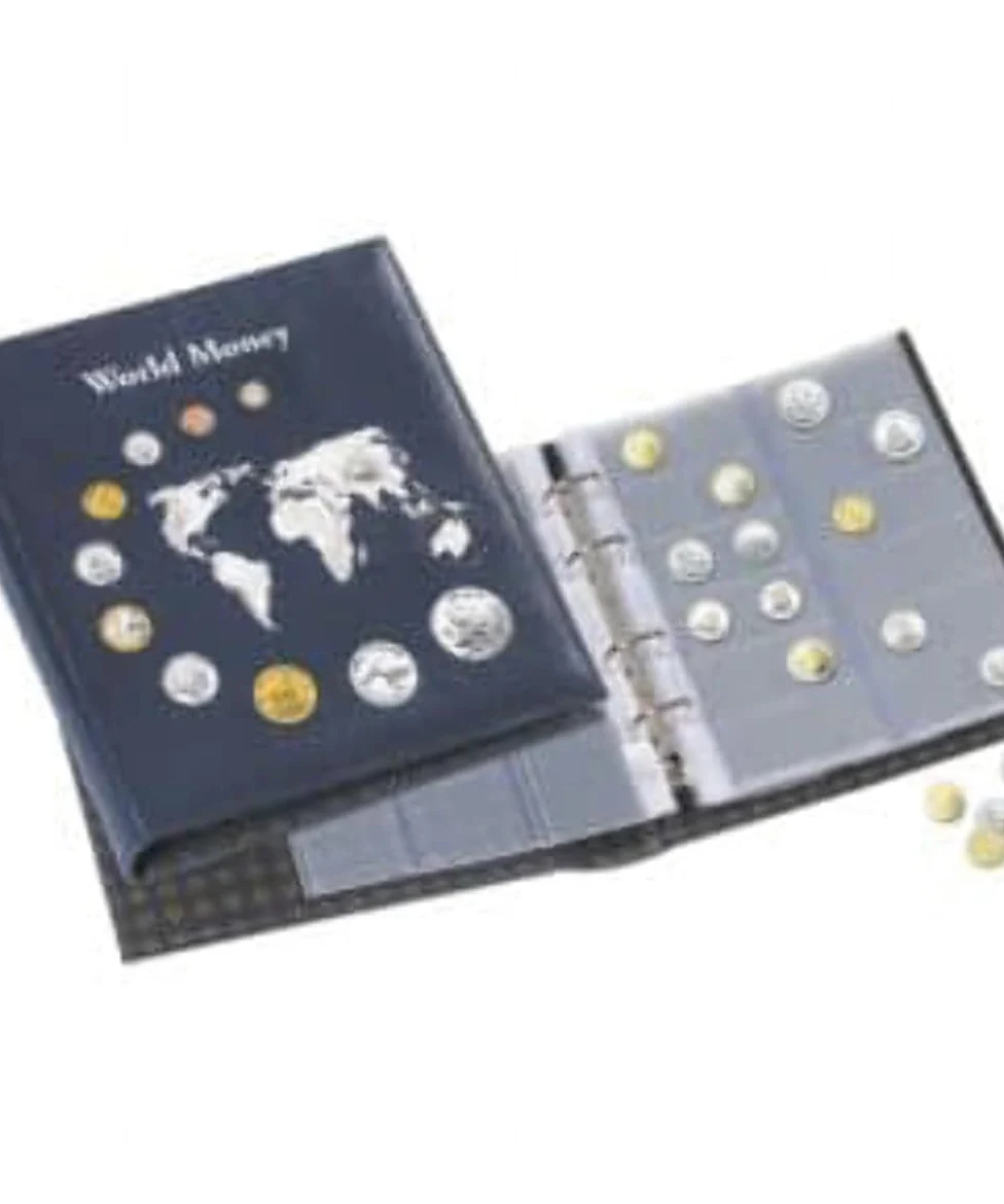 Leuchtturm 323813 Album per Monete Optima World Money- incl. 5 astucci per Monete con Ø 42, 27, 20, 34 mm - Blu