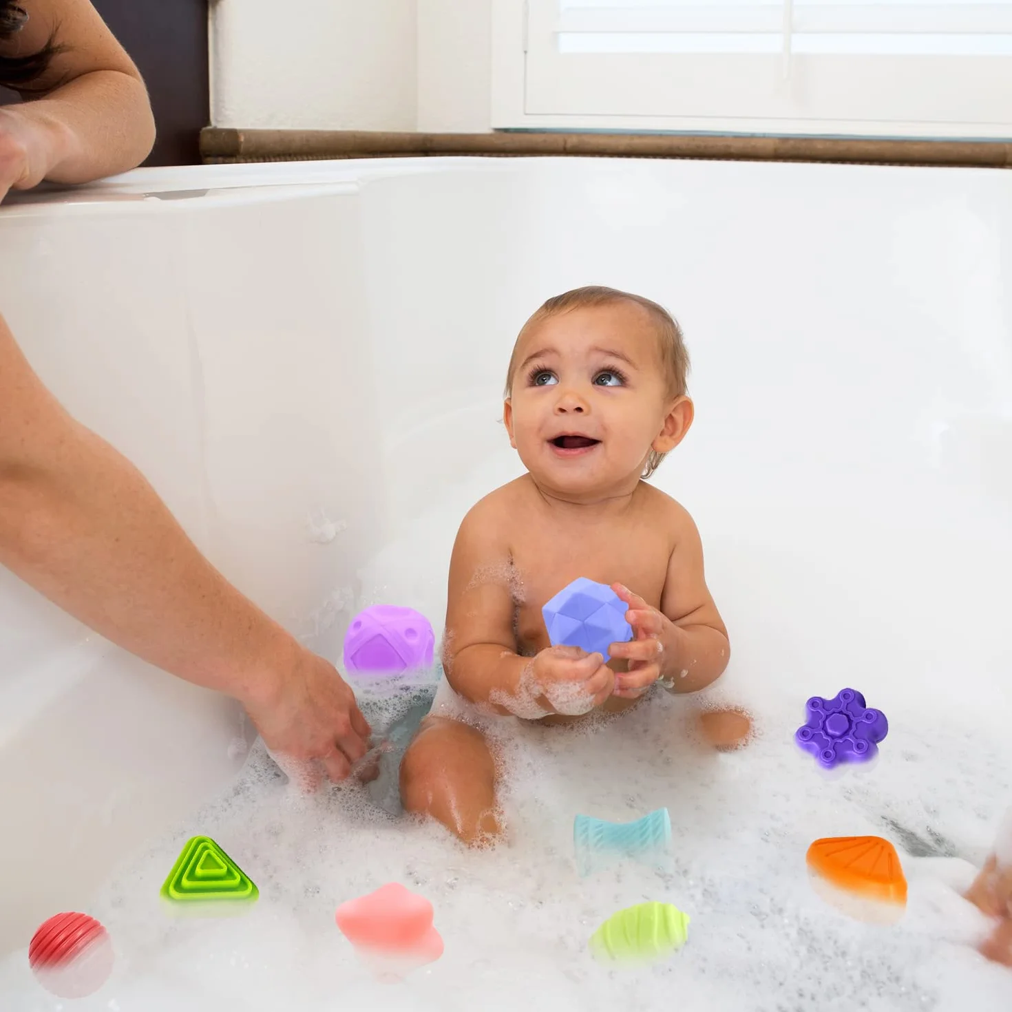 Montessori Giocattolo Selezionare Forme 12-24 Mesi Bambino Casella Smistamento Sensoriale Elastici 6 Pezzi Palle Struttura