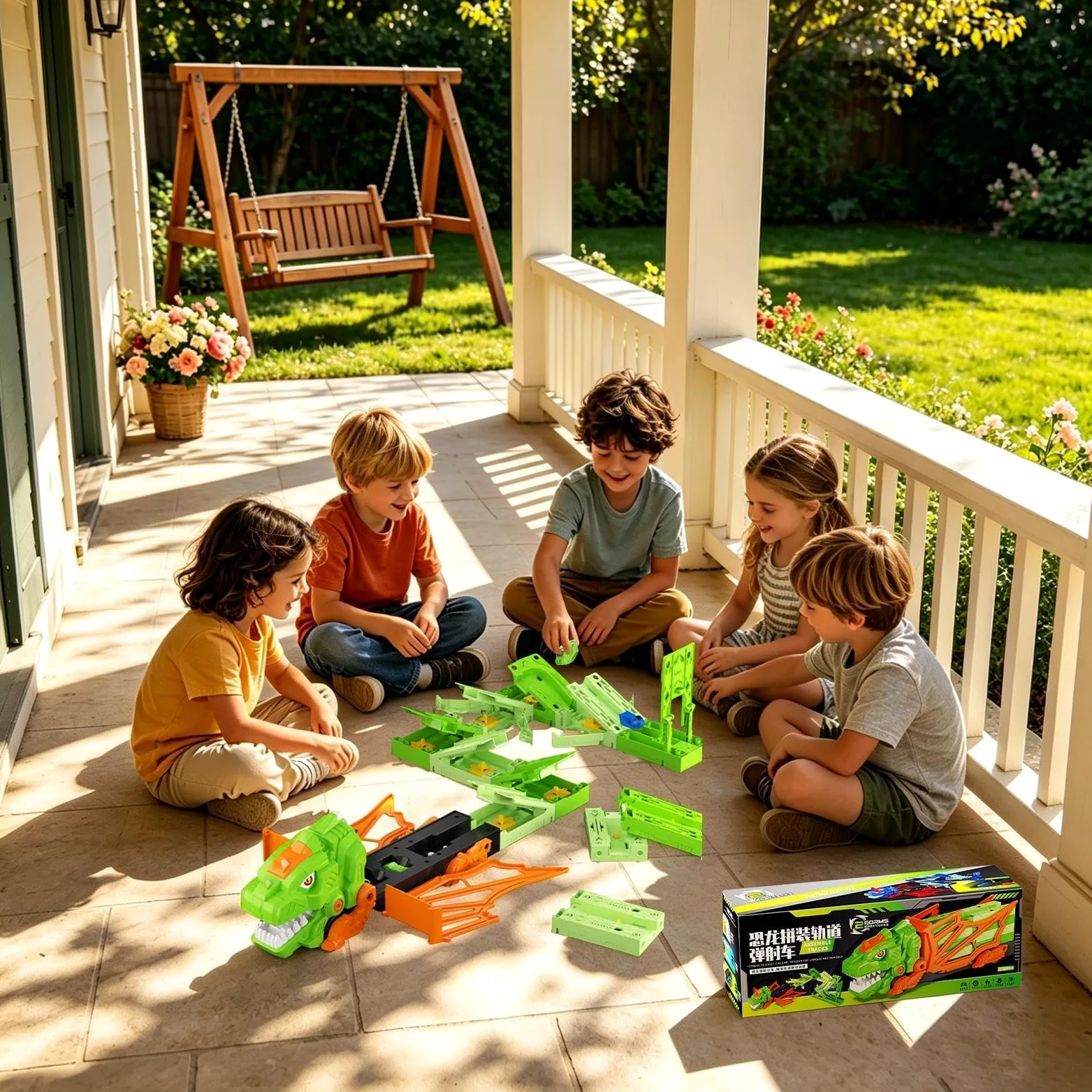 Generico Pista Dinosauri Giocattoli Set Educativo Colorato Di Veicoli | Pista Da Corsa Dinosauri Giocattolo Per Bambini E Bambine Interno Esterno Prescuola Asilo Viaggio Compleanno