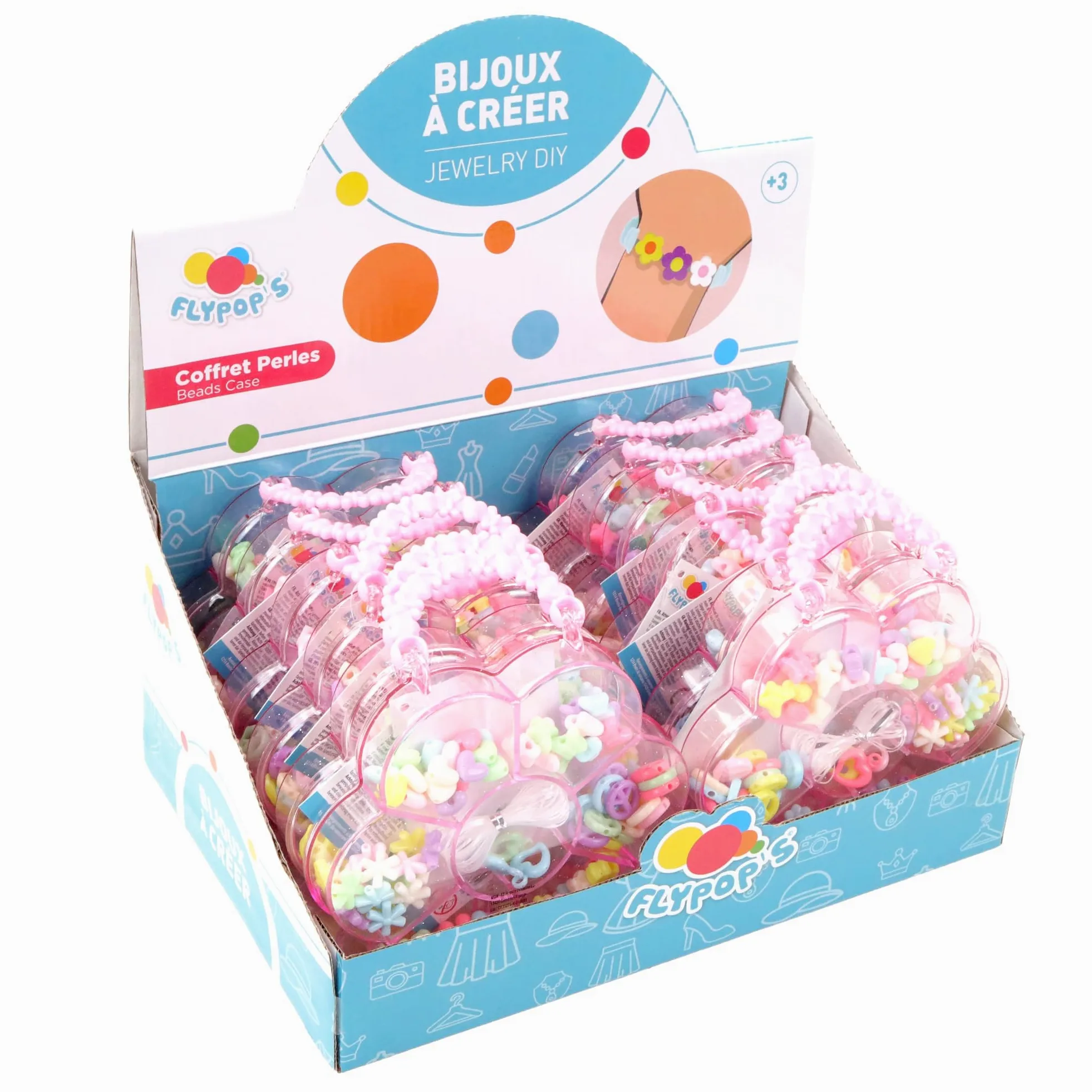 FLYPOP'S - Confezione da 12 scatole di perline - Hobby creativo - 010993PA - Multicolore - Plastica - Gioielli - Attività manuali - Set - Multicolore - Bambini - A partire dai 3 anni