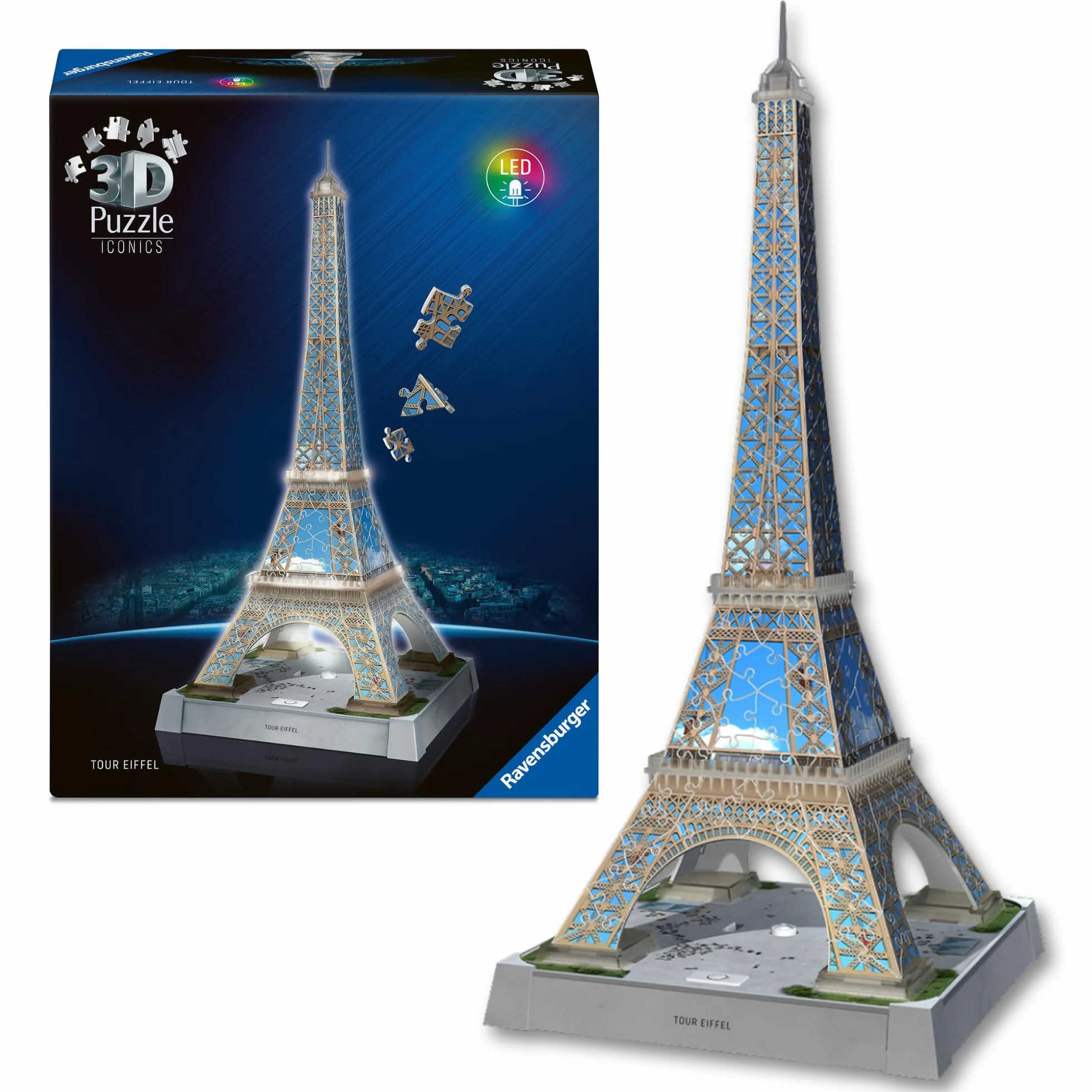 Ravensburger - Puzzle 3d Iconics Torre Eiffel LED | Puzzle 3d Bambini 8 Anni | Modellismo Da Costruire Adulti Di 216 Pezzi | Regalo Adulti E Bambino 8 Anni E Più | Idee Regalo