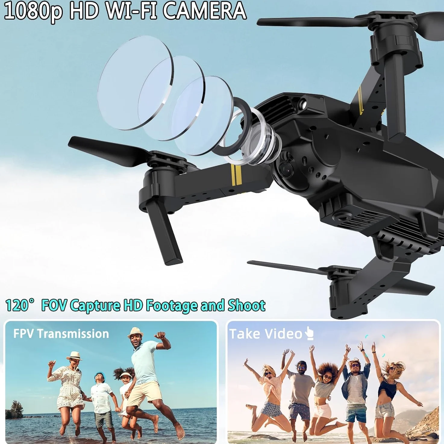 ILYPOP SHOP Drone 4K con doppia fotocamera, video live, mantenimento altitudine, decollo/atterraggio facile, 3D Flip. Ideale per principianti e professionisti. Regalo perfetto per ragazze e ragazzi