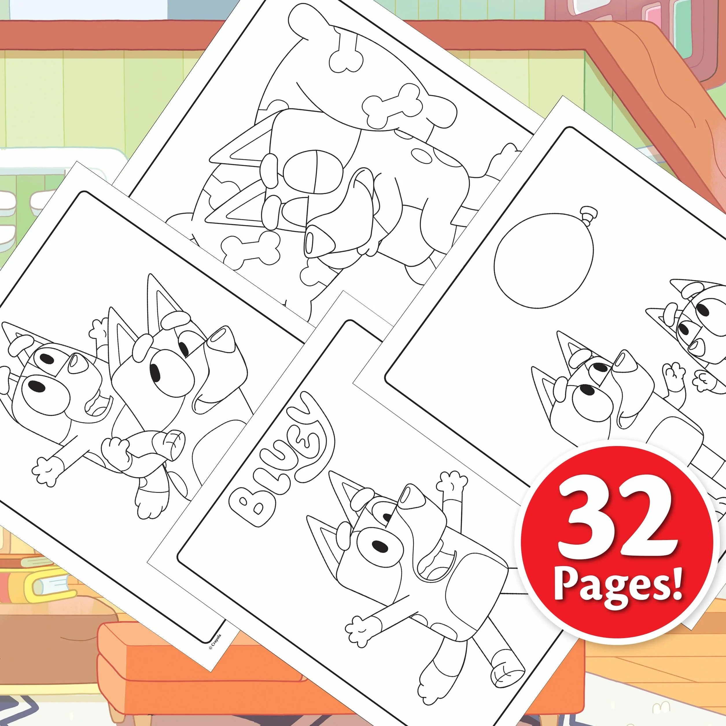 Crayola - Album da colorare con Sticker, Soggetto Bluey, 32 Pagine Divertenti e 4 Fogli di Adesivi Inclusi, 04-2664G