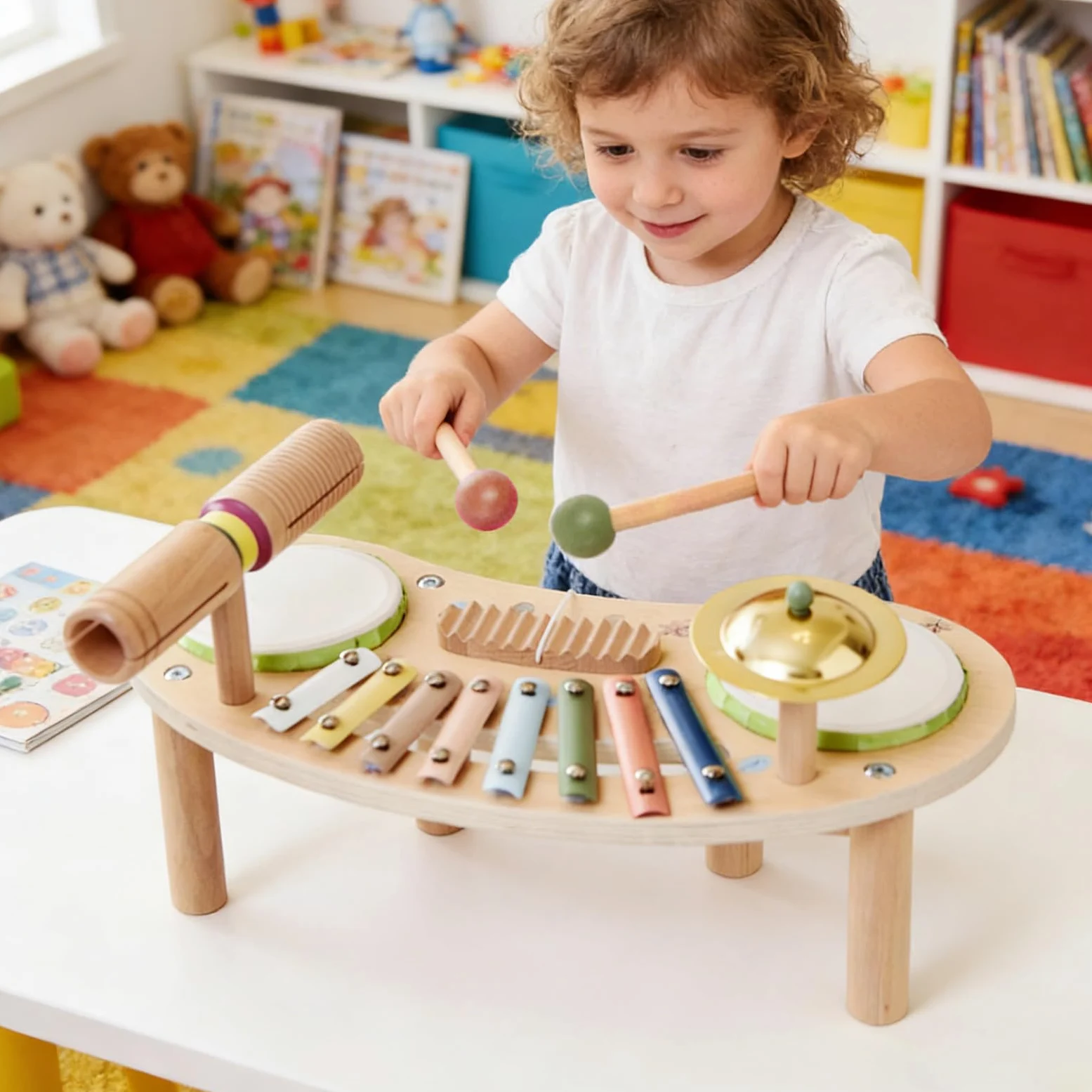 Set Batteria per Bambini in Legno per Bambini | Giocattoli in legno per Ragazzi, Scuola Materna, Asilo, Scuola, Casa, Sala Giochi, Giochi con , Asilo , Compleanno, Feste
