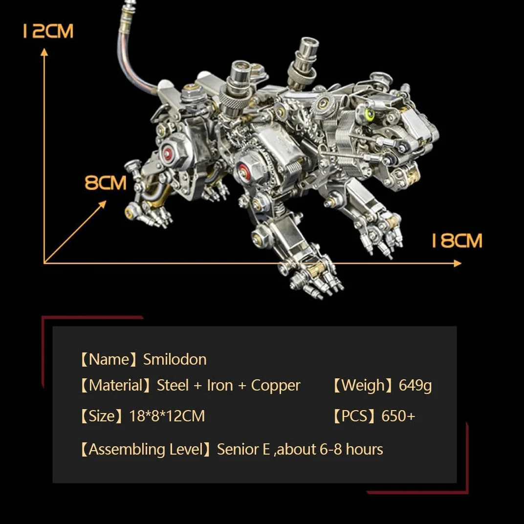 Puzzle in metallo con tigre 3D, in metallo, Smilodon Tiger (650 pezzi)