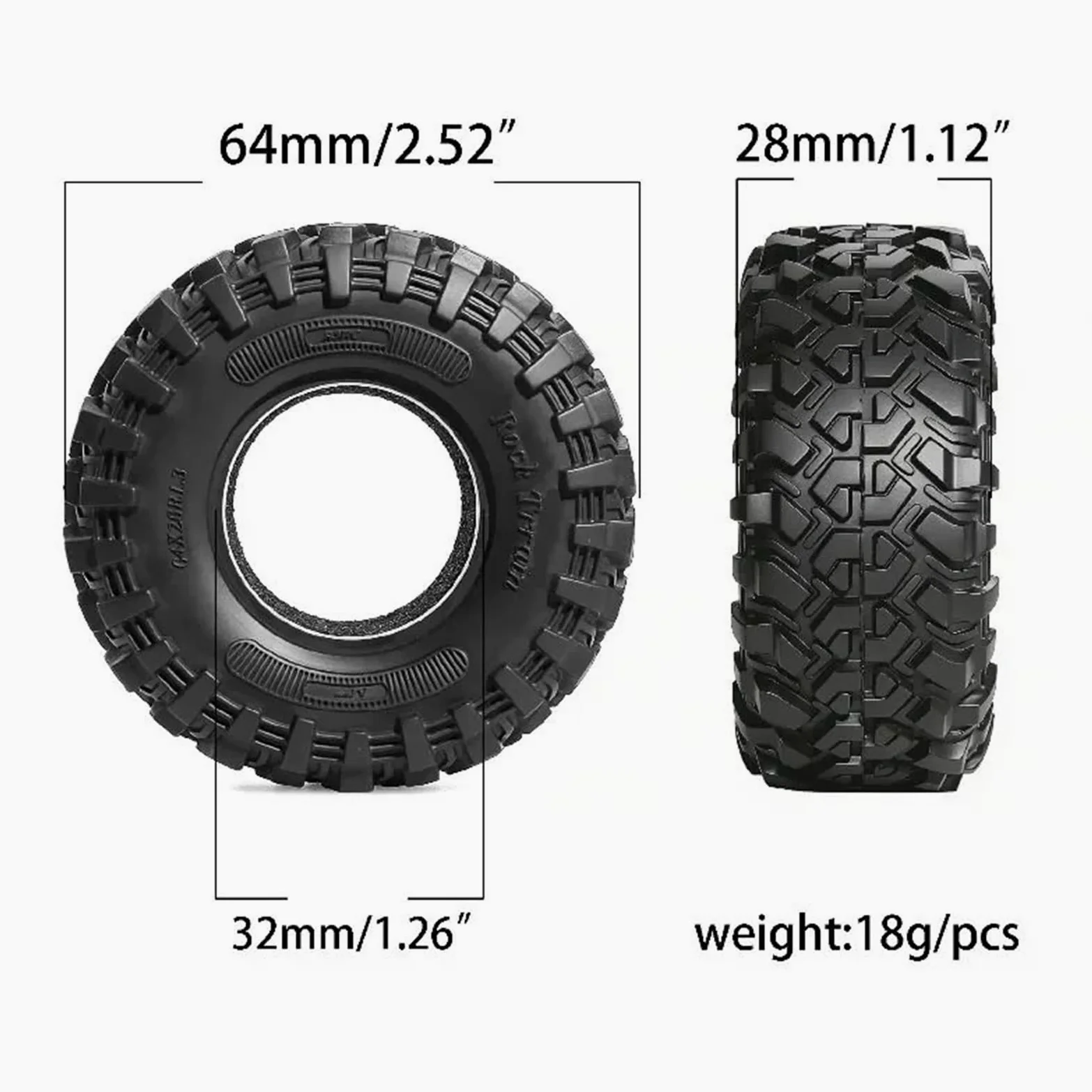 Per Trx4m Per Axial Per Scx24 Trxs Ax24 1/18 1/24 Rc Auto 4 Pezzi 1.3In Pneumatici Cingolati Morbida Gomma Appiccicosa Diametro Esterno 64mm Ricambi Modellini RC