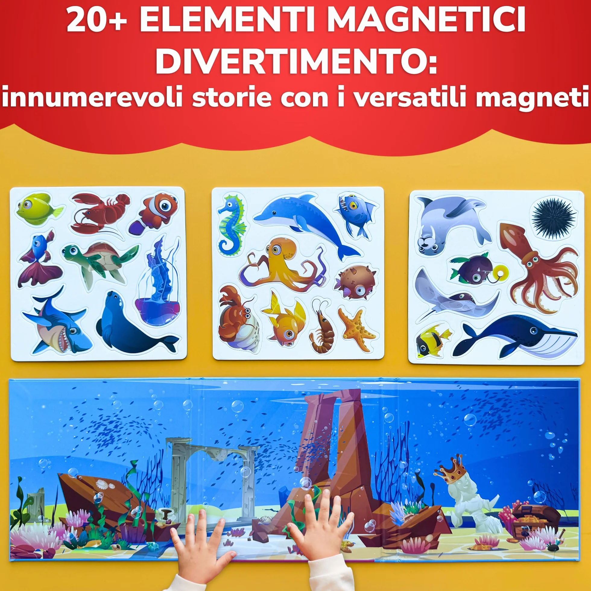 QUOKKA Gioco magnetico per bambini dai 2 ai 3 anni - Puzzle magnetico da oltre 20 pezzi per bambini piccoli in aereo - Giochi da viaggio con creature marine - Giocattoli educativi da viaggio - Magnete