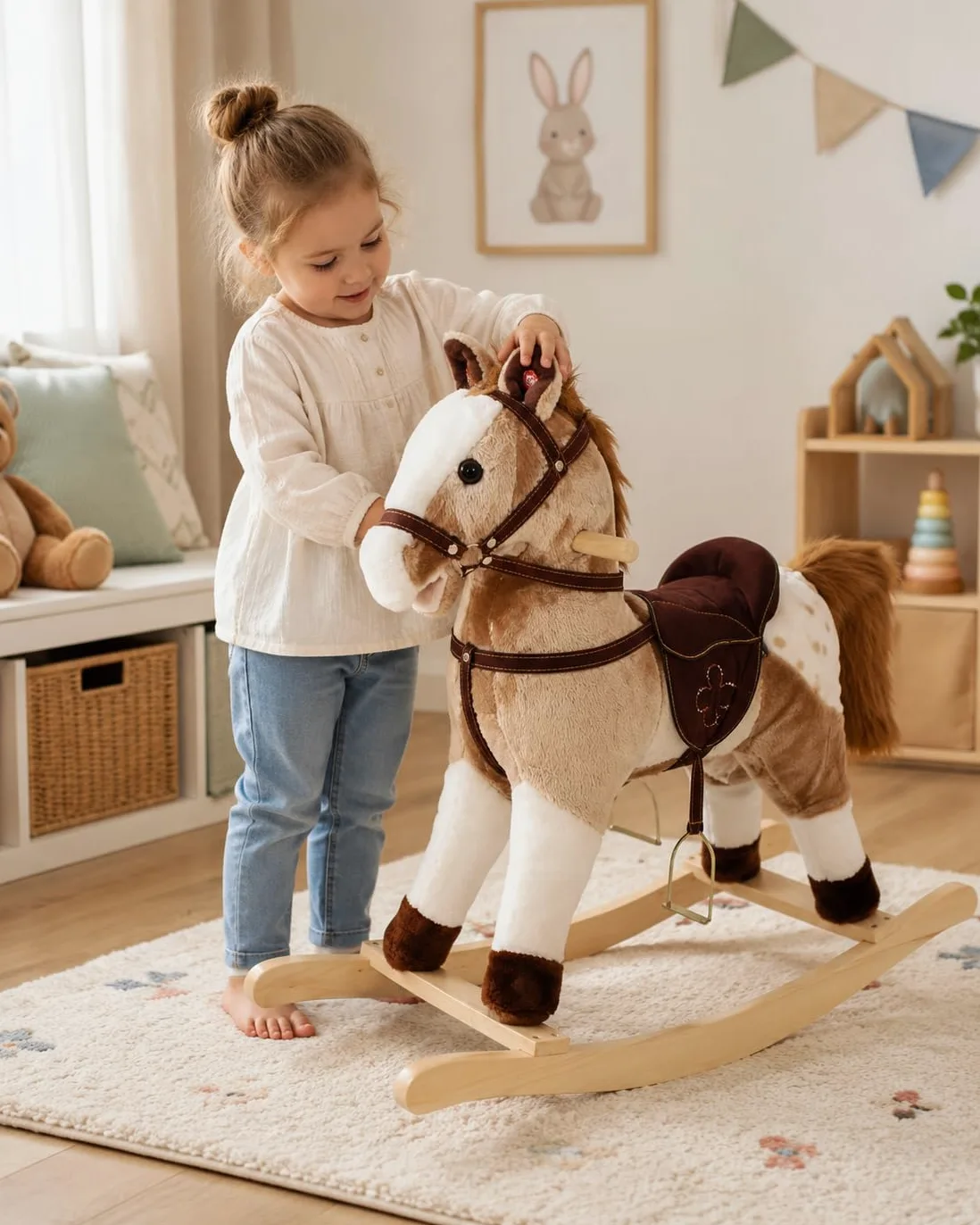 Bayer Chic 2000 - Cavallo a dondolo, a dondolo, marrone chiaro, 75 x 30 x 71 cm