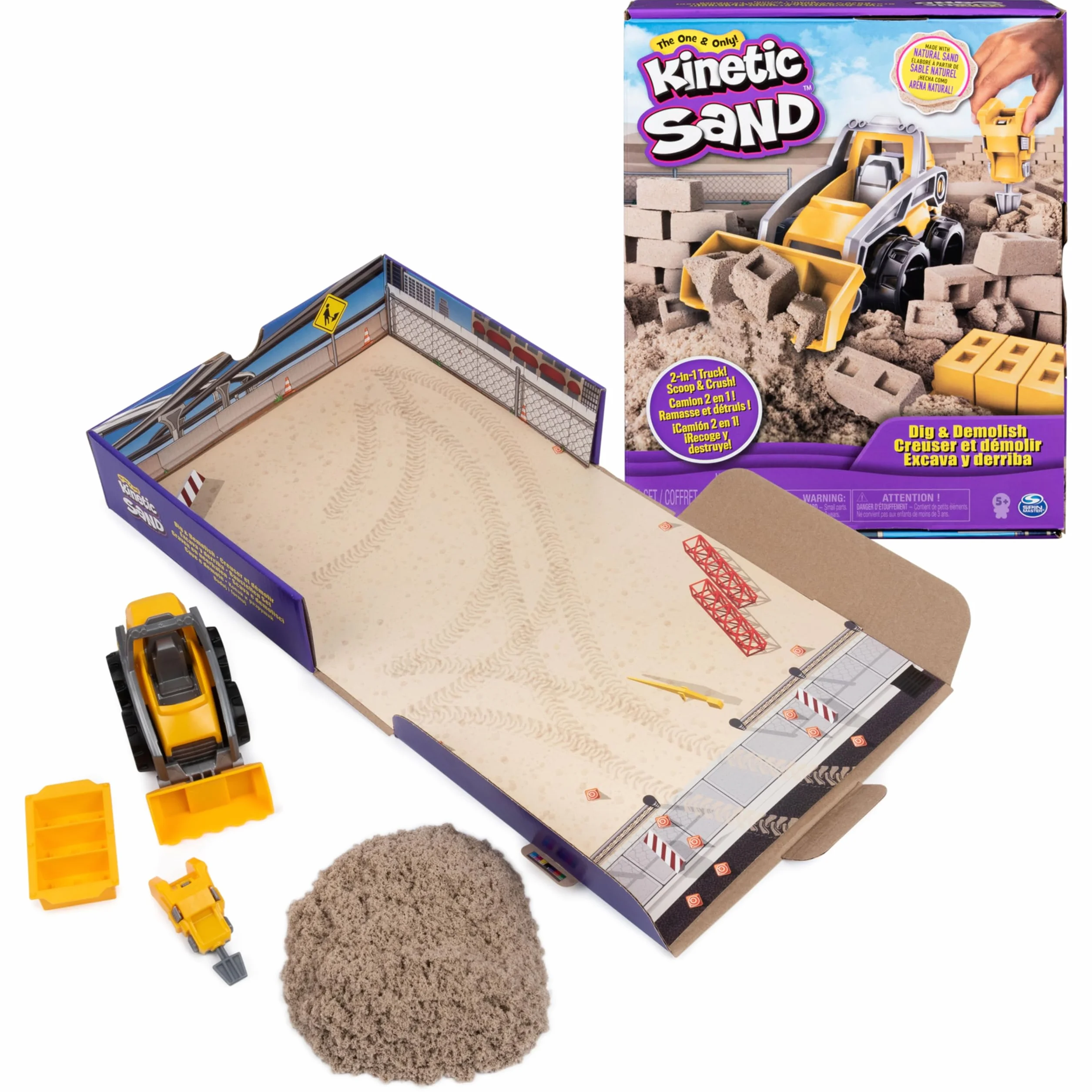 Kinetic Sand, Set Cantiere con Veicolo da Lavoro, 454Gr di Sabbia, dai 3 Anni - 6044178