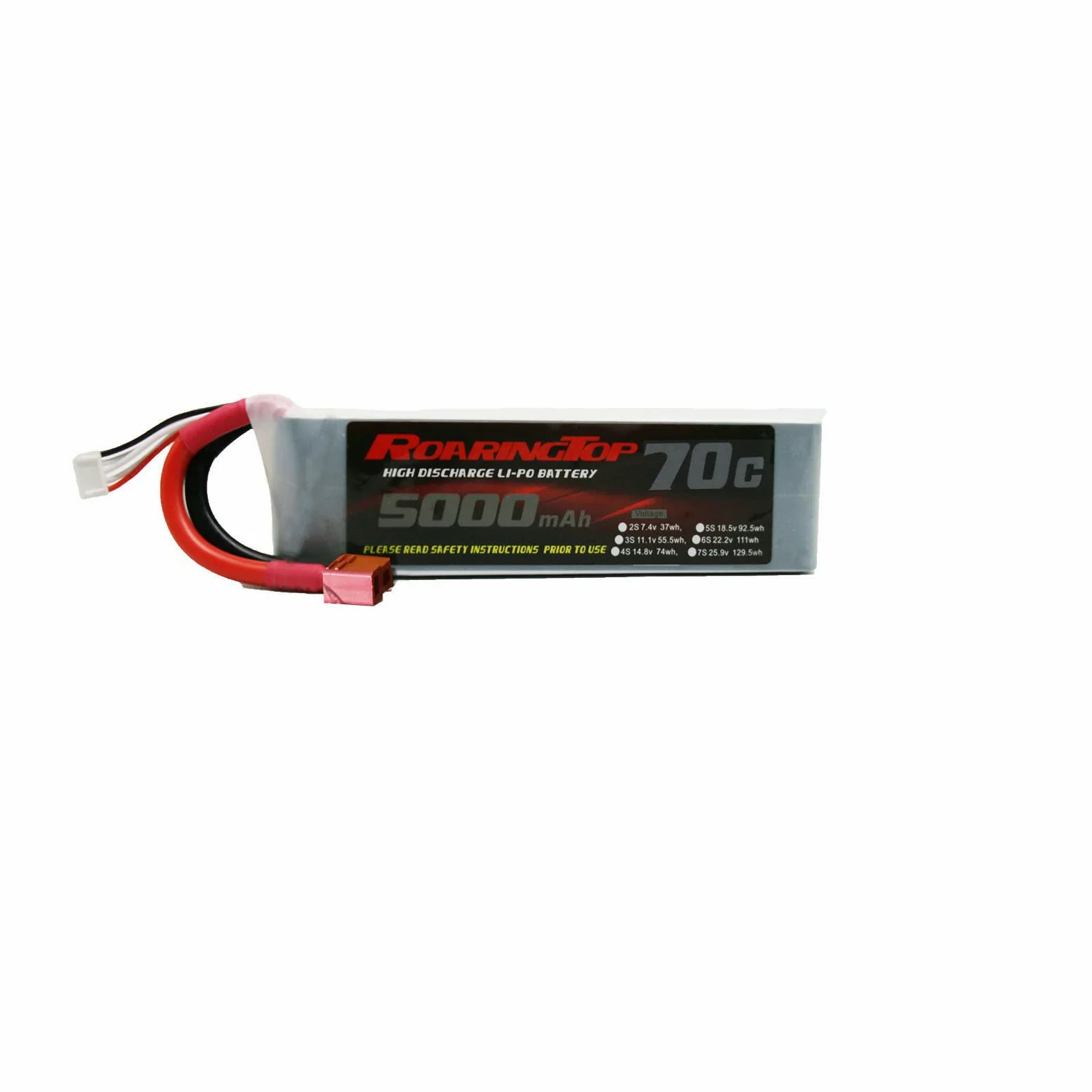 RoaringTop 14.8V 5000mAh 4S 70C RC Batteria Lipo RC Hardcase Lipo Batteria Pack con T Connessione da RC Auto RC Barca RC Eli Aereo Camion RC