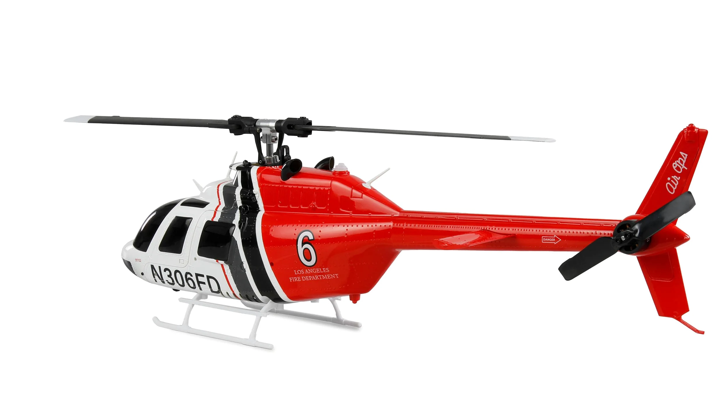 Amewi Bell 206 PRO brushless CP Elicottero 6 canali 6G RTF RC telecomandato, bianco/rosso