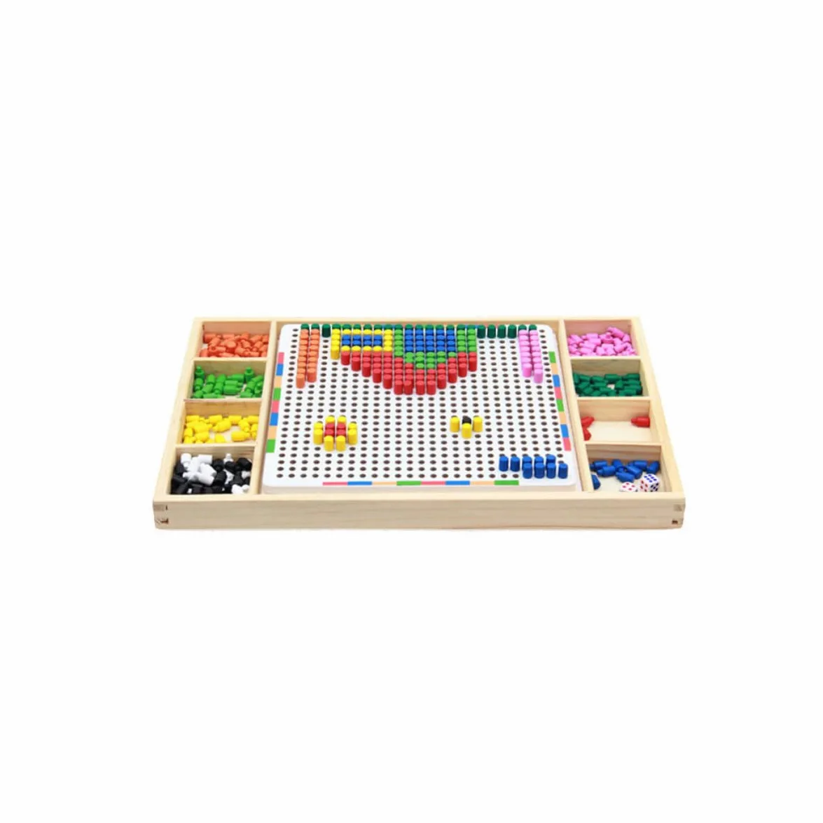 Vaguelly Gioco Puzzle Chiodini a Forma di Fungo in Legno Bianco, Giocattolo Educativo per Coltivare Riconoscimento dei Colori e Stimolare la Creatività, Adatto per Compleanni e Vita