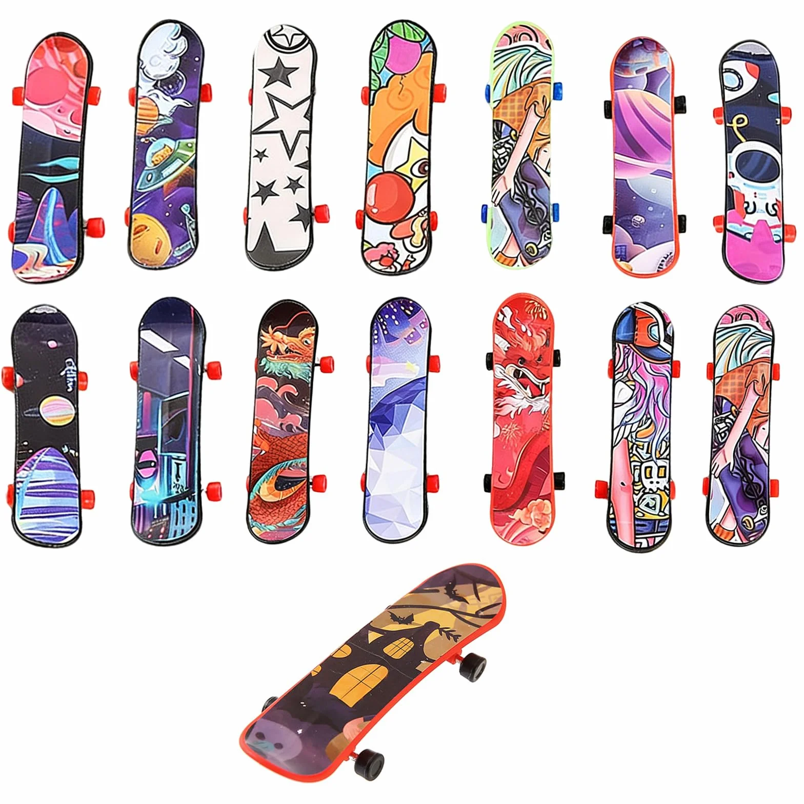15 Pezzi Mini Skateboard da Dita, Skateboard Finger, Fingerboard Professionale Mini Skate per Dita Giocattolo per Gadget Compleanno Bambini Regalino Fine Festa Compleanno, Stili casuali