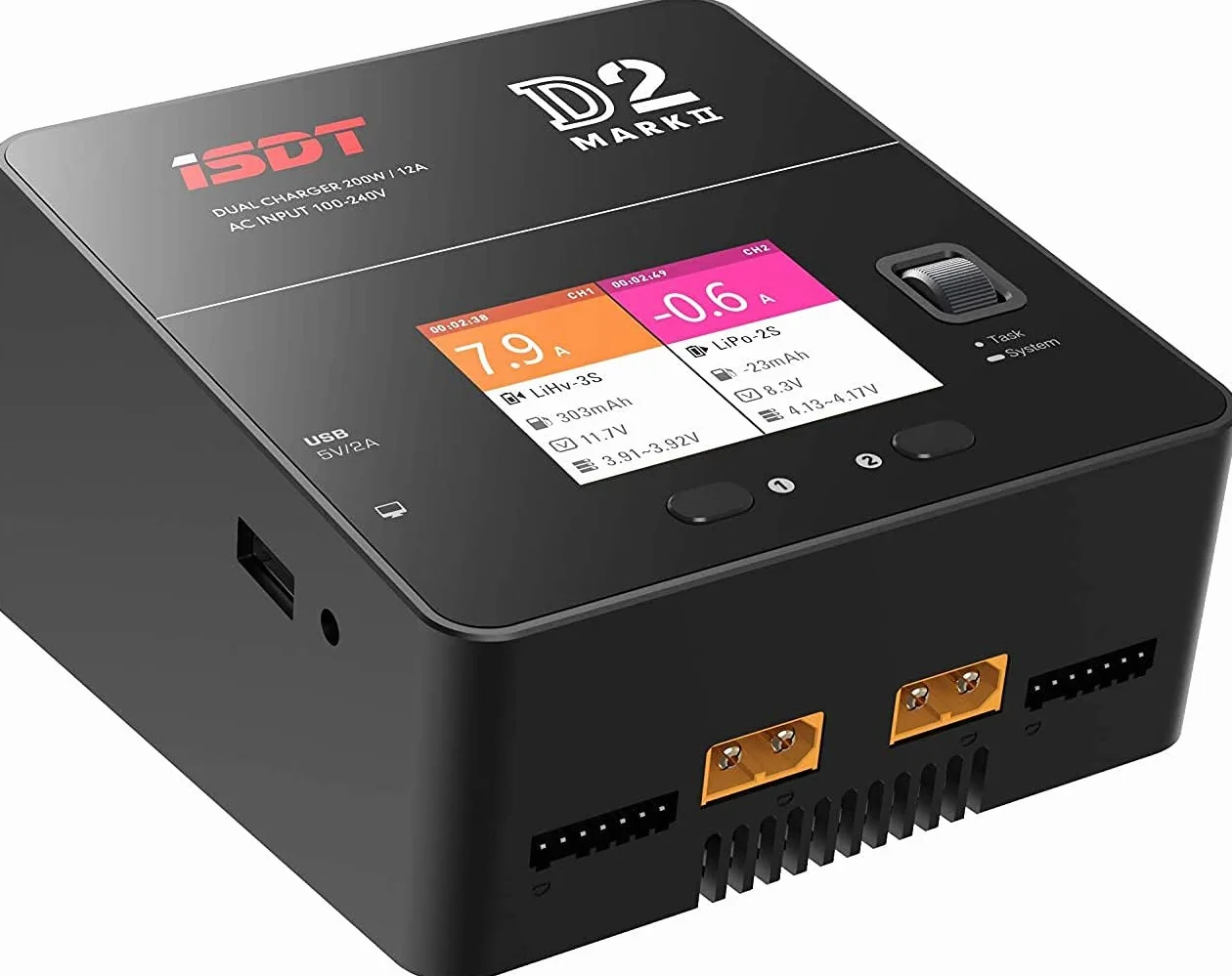 ISDT D2 Mark 2 200 W 12 A Alimentatore di rete Lipo Batteria Equilibratore AC DC Dual per modelli Rc 1-6S Li-ion Life NiCd NiMH LiHV PB