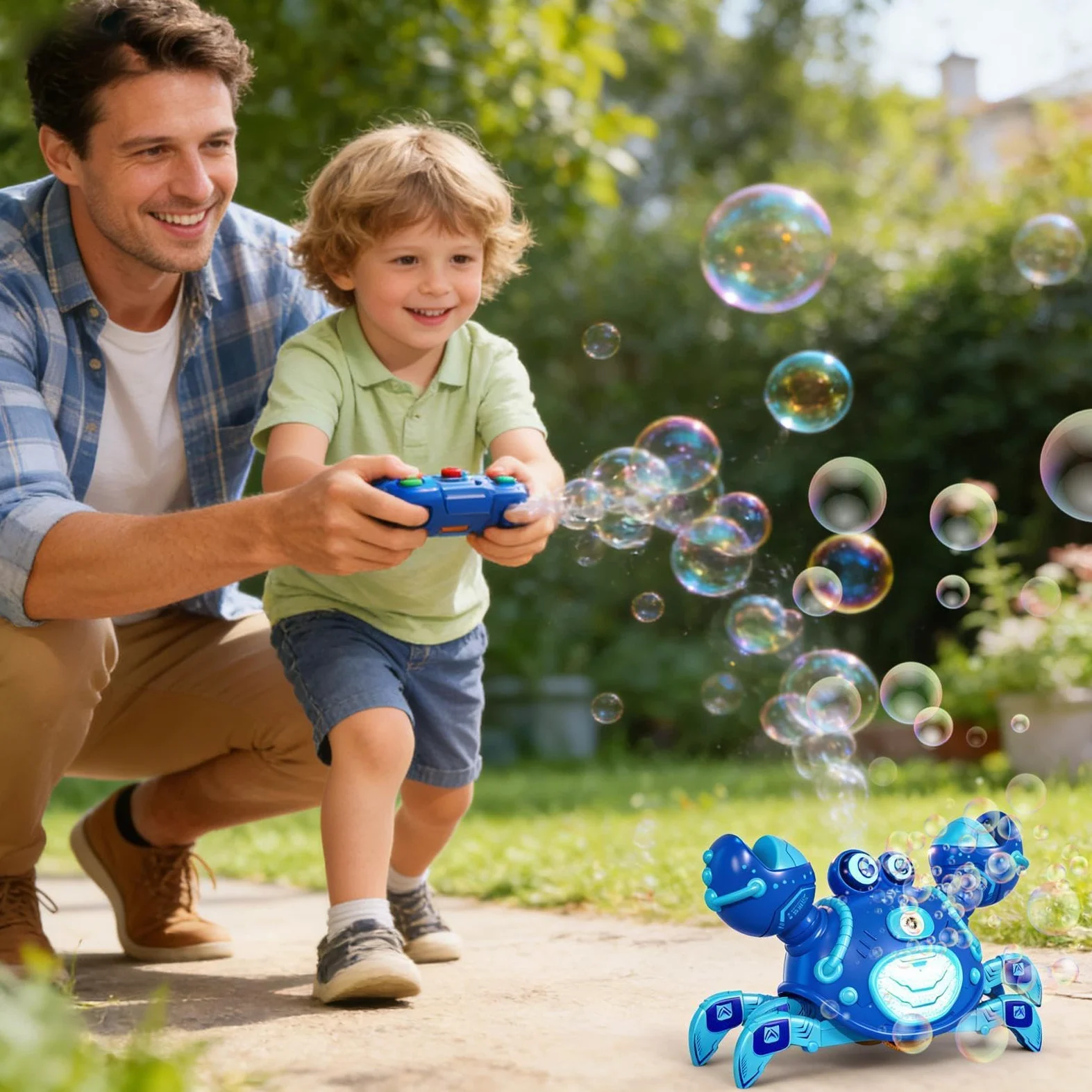 Giocattolo Strisciante con Musica Elettrico Ricaricabile | Granchio che Cammina Giocattolo a bolle per Bambini per Regalo Compleanno Festa Bambini Bambine Famiglia Casa Scuola