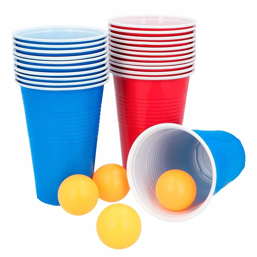 Boland 30852 - Set da birra pong, 22 bicchieri e 4 palline, gioco per feste, compleanni, gioco per feste divertenti