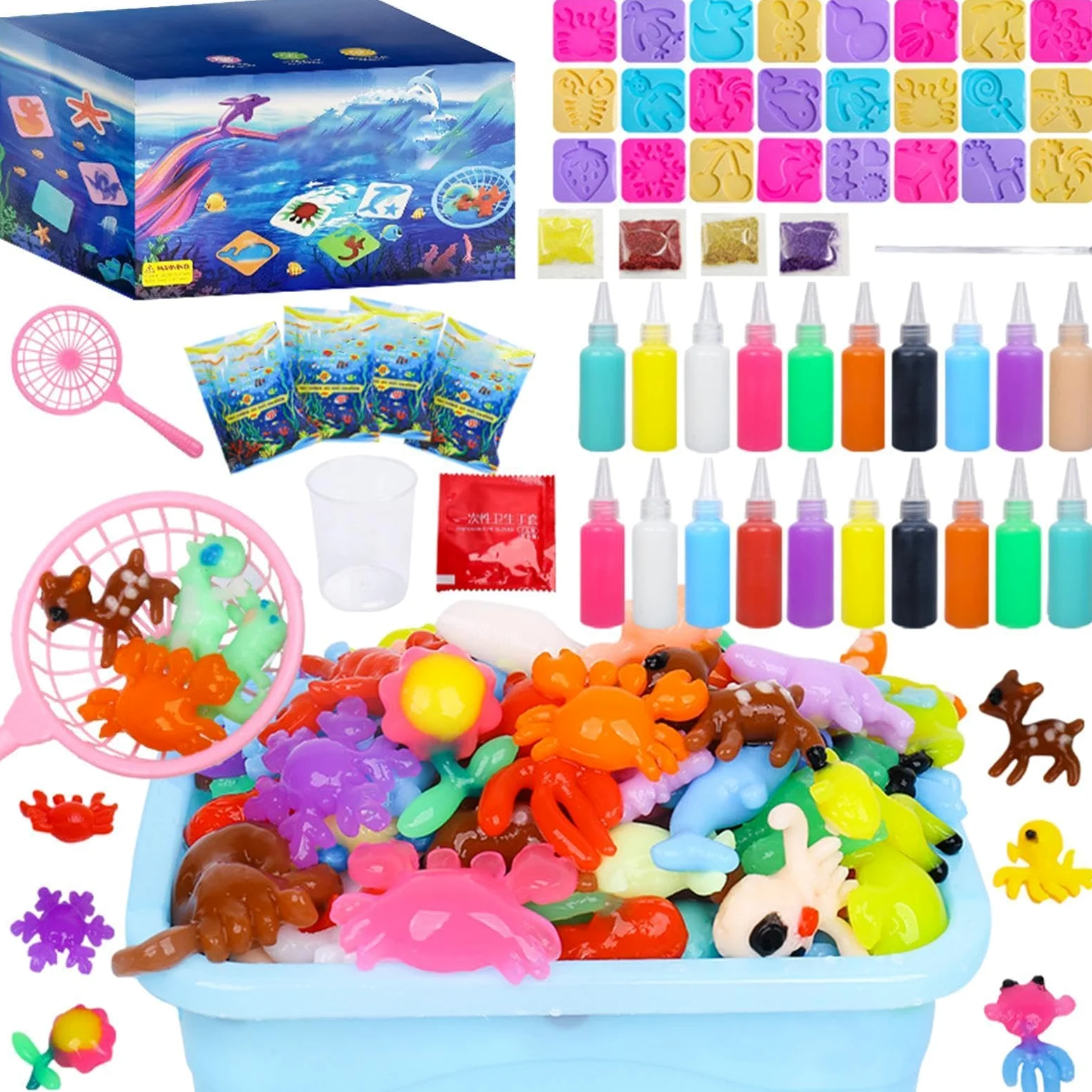 Generisch Set di gel ad acqua, set creativo con 12 forme di cartoni animati | Set di giocattoli d'acqua per bambine dai 3 anni in su, per compleanno dei bambini, casa, scuola, aula