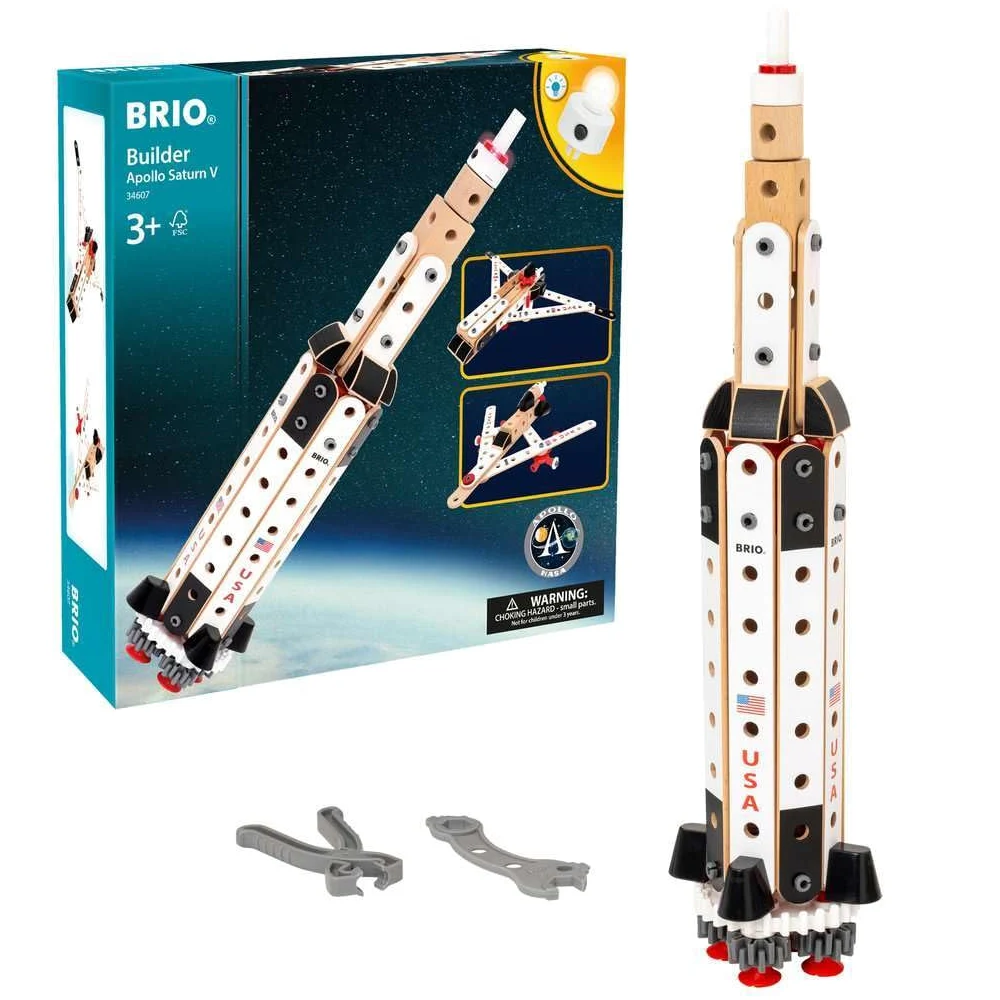 BRIO Builder 34607 Apollo Saturn V | Giocattolo da costruzione da 91 pezzi per bambini dai 3 anni in su