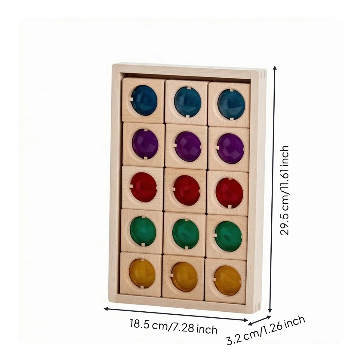 15 Pezzi Blocchi di Legno Traslucidi | Sensoriale, Costruzioni in Legno con Inserti Acrilici, Educativi, per Tavolo Luminoso, Asilo Nido, Neonati
