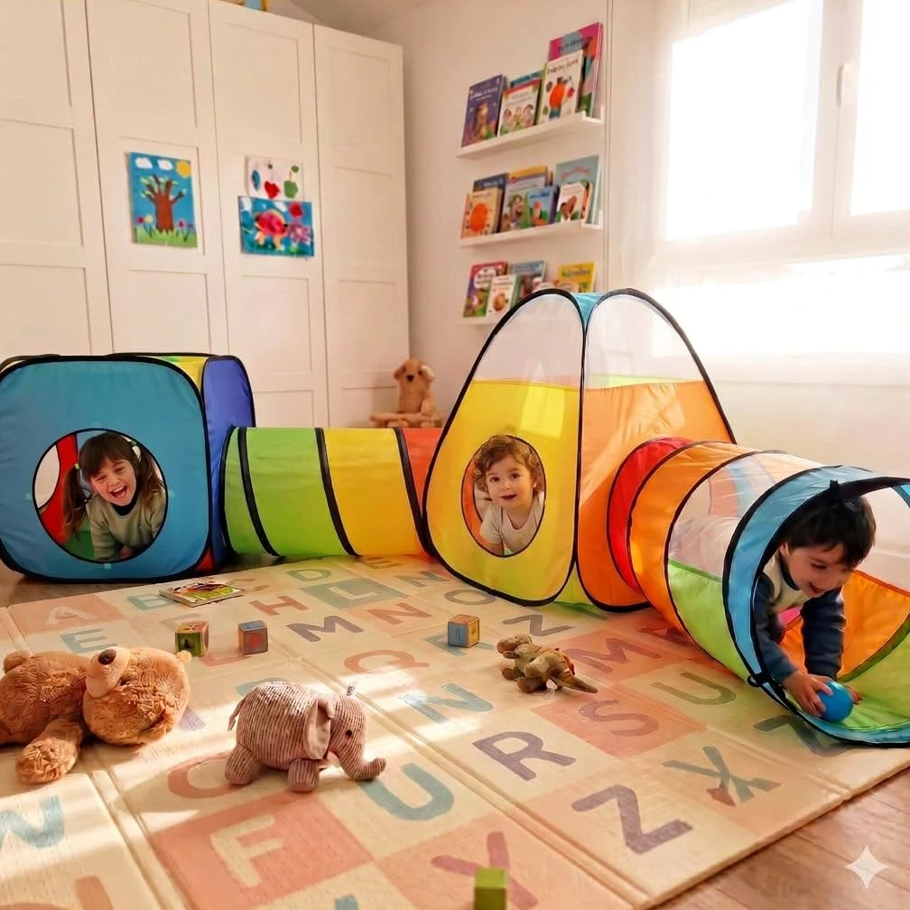 4 in 1 Pop Up di Tenda e Tunnel da Gioco Bambini Tenda Giocattolo Tunnel Bambino Ball Pool per Bambini e Bambine incl. Borsa per Il Trasporto B