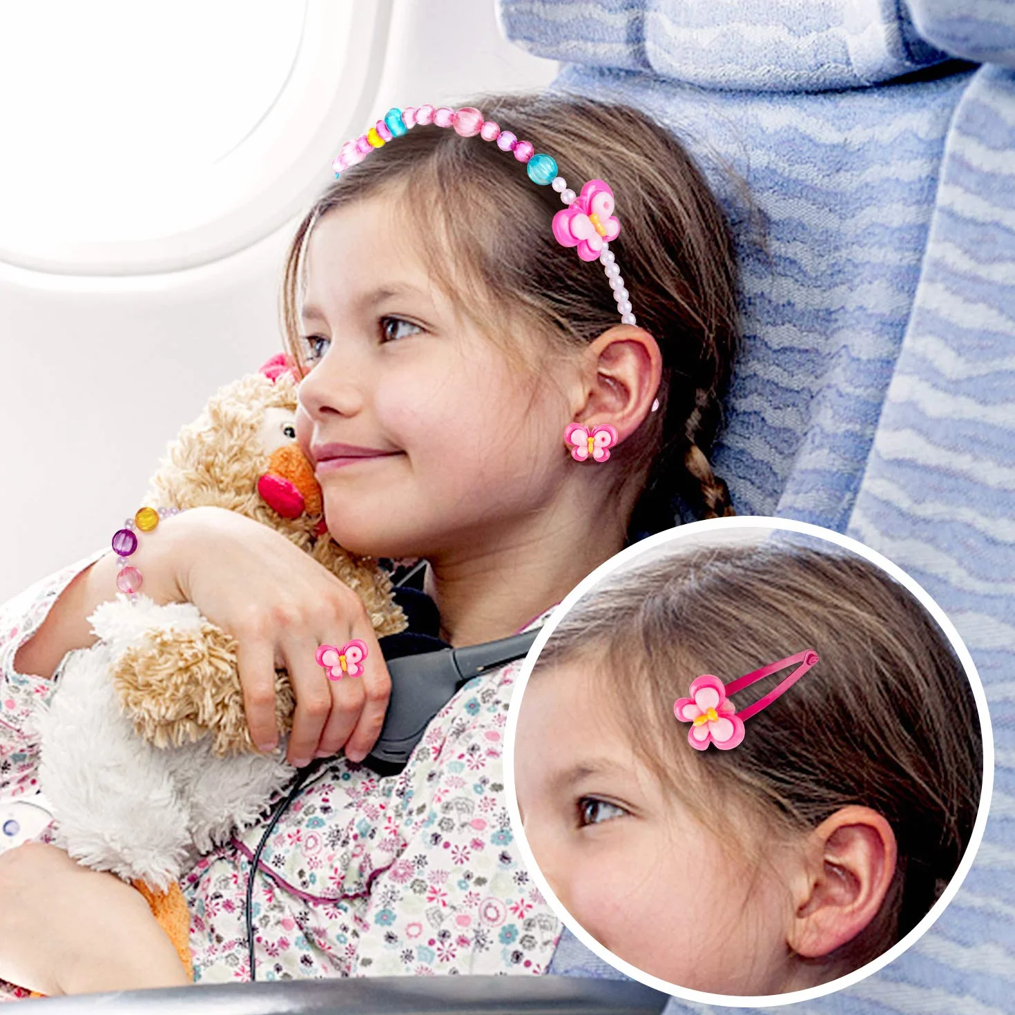 Comius Sharp Girls Princess Borse, Gioielleria per Bambini, Peluche Collana Bracciale Anello Orecchini Set, Borsetta Principessa Blue