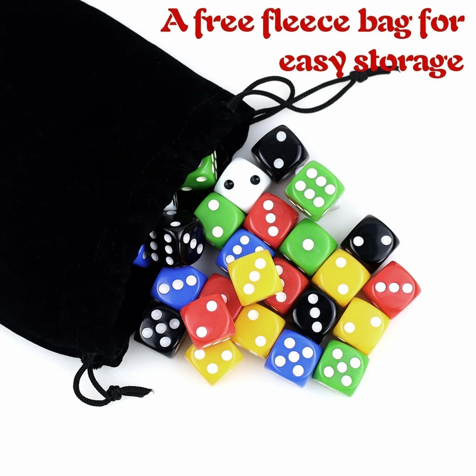 30 Pezzi Dadi Colorati a 6 Facce,22mm D6 dadi in acrilico ,6 Facce Game Dice a cubetti in acrilico con sacchetto a cubo nero,per Poker,Giochi da Tavolo, Giochi con Dadi e Matematici ,poker