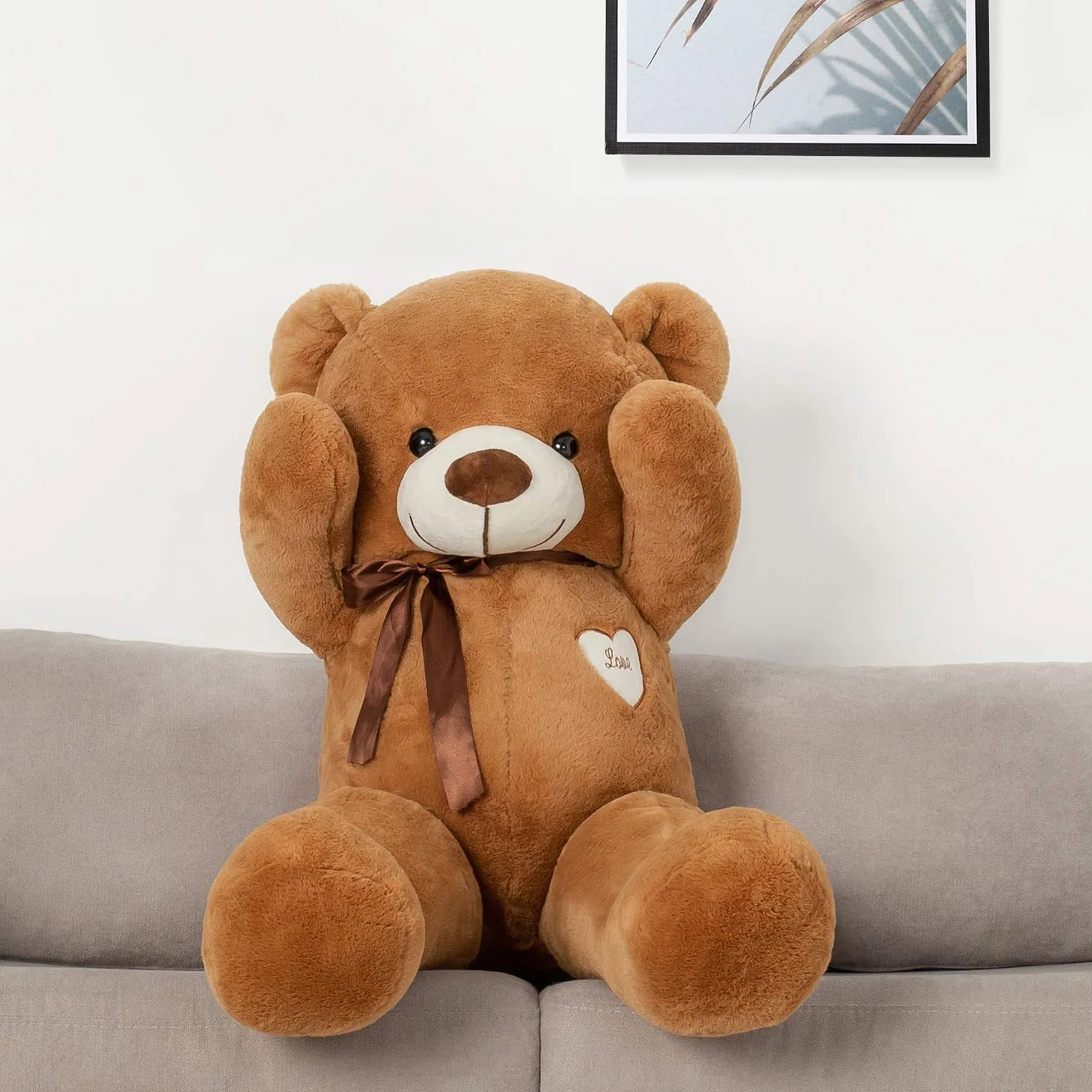 YunNasi Orso Peluche Gigante Orsacchiotto Peluche Grande Pupazzo Giganti Regalo per Bambini e Fidanzate L 80cm Marrone