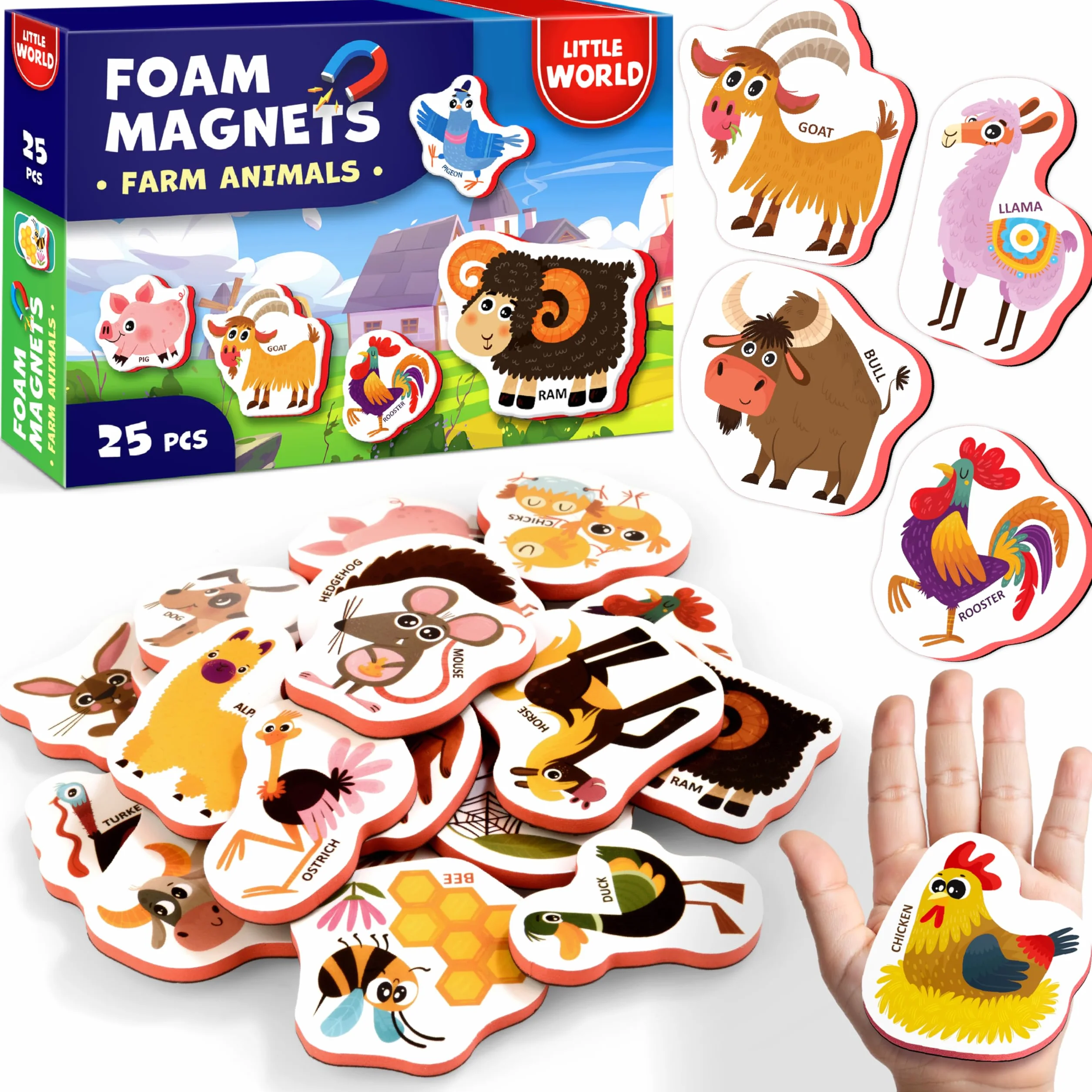 Magneti per frigorifero in schiuma per bambini 1-3 Little World 27 sztuk
