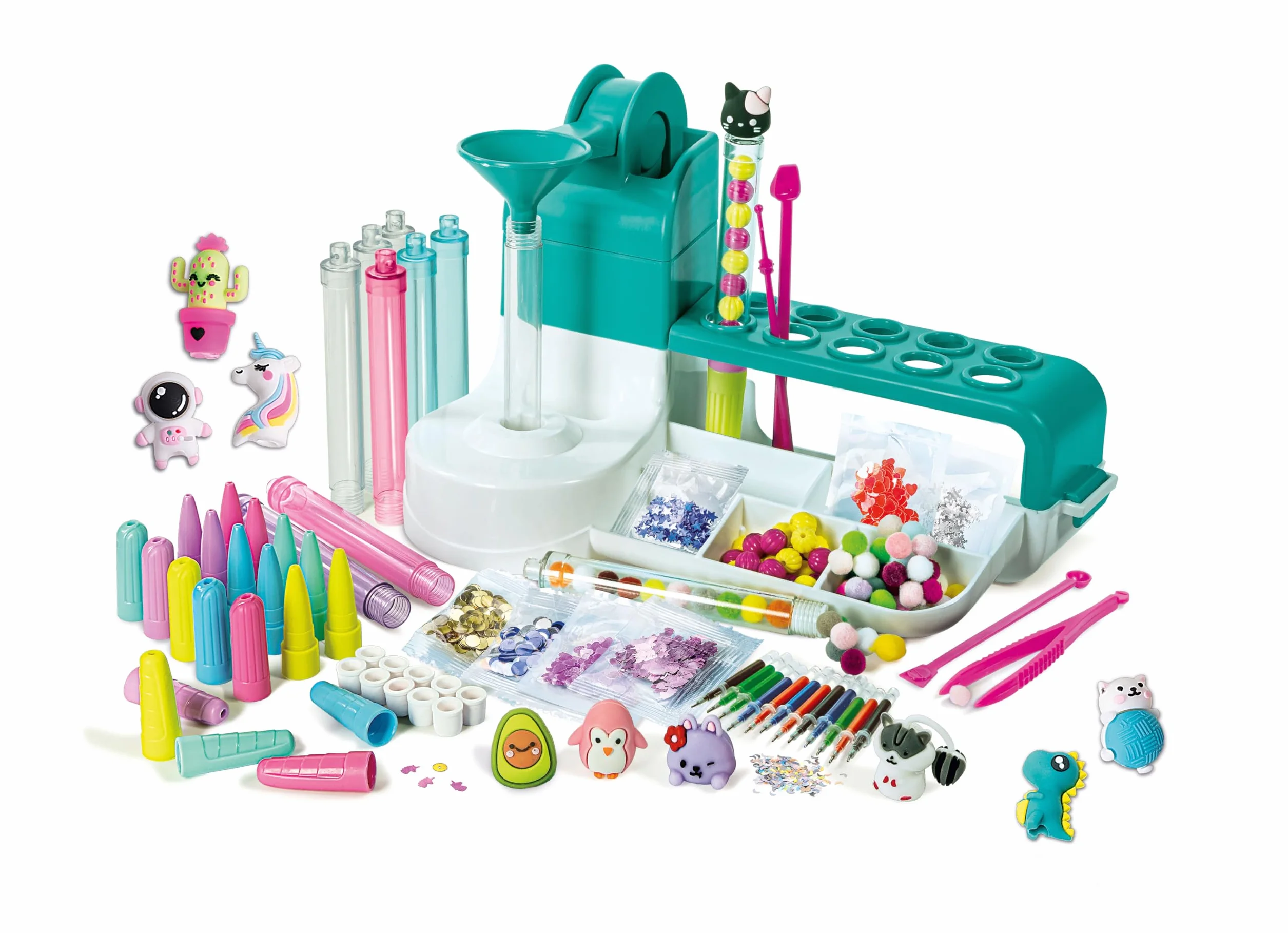 Clementoni Laboratorio delle Penne Personalizzate, Kit Creativo per Bambini 6+ Anni, 50+ Accessori