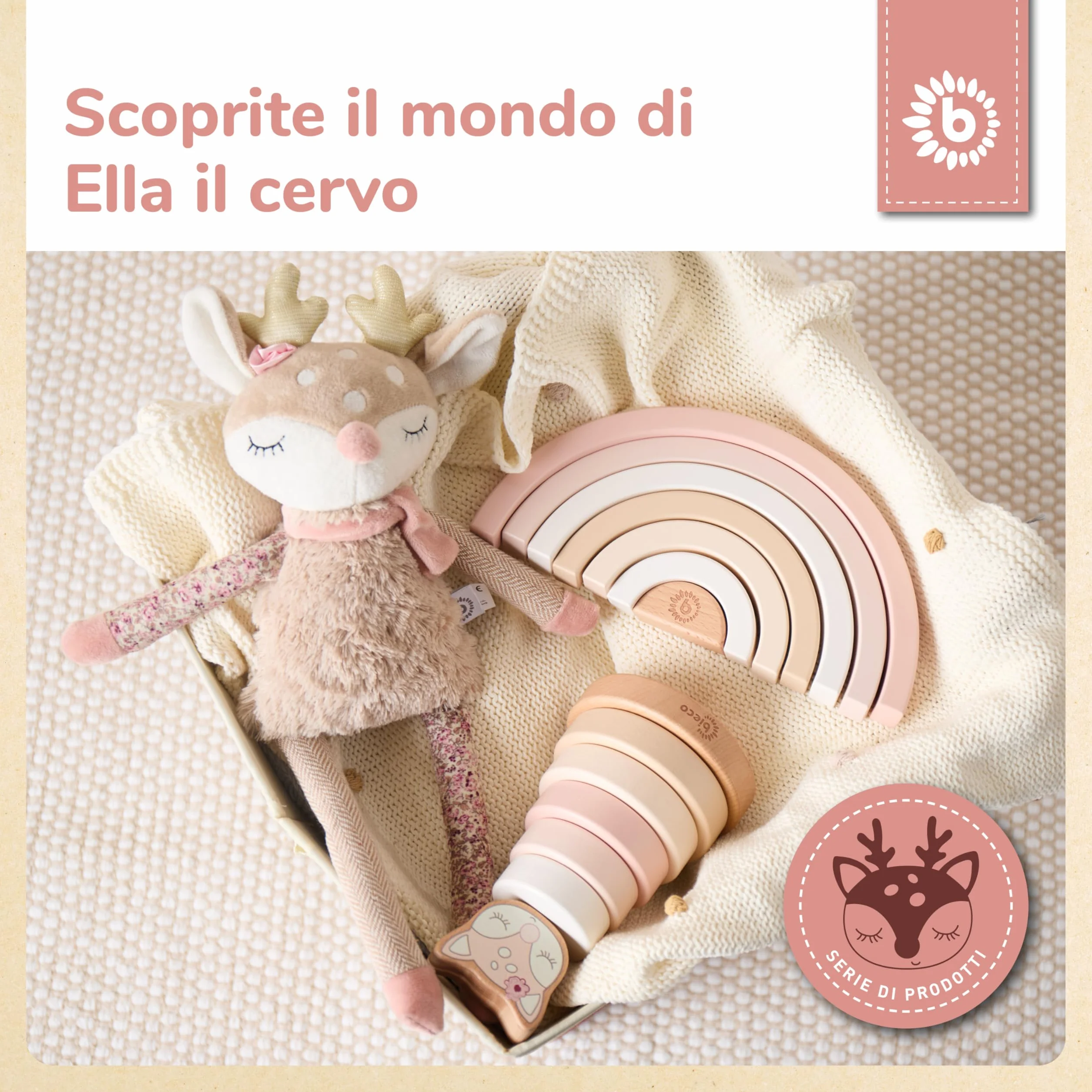 Bieco Ella, torre impilabile in legno per bambini, torre decorativa per giochi Montessori, impilabile a partire da 1 anno
