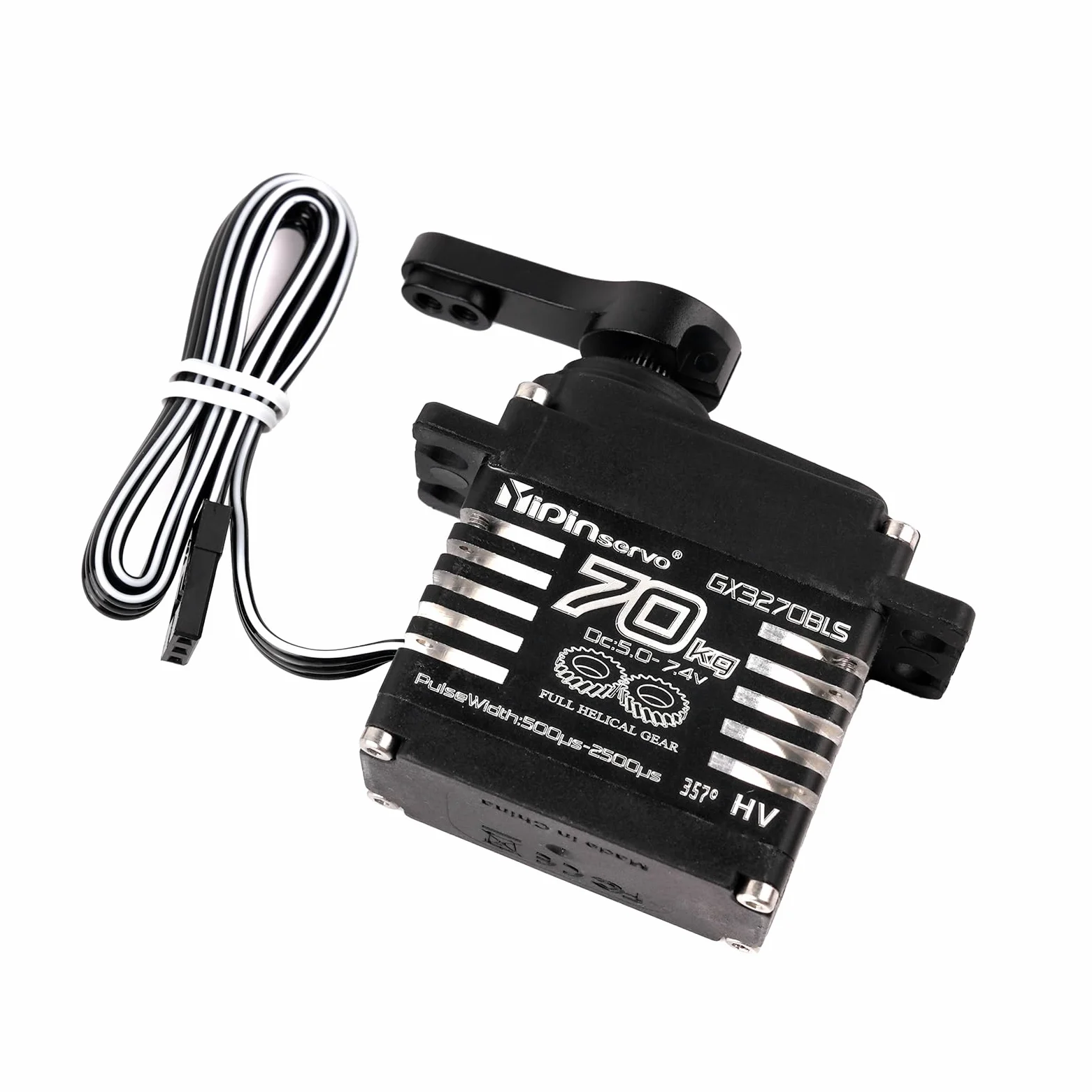 70KG High Torque, GX3270BLS Digital RC Servo, 180/270/360 gradi ingranaggi metallici, IP68 Brushless Motor, nero (357 gradi)
