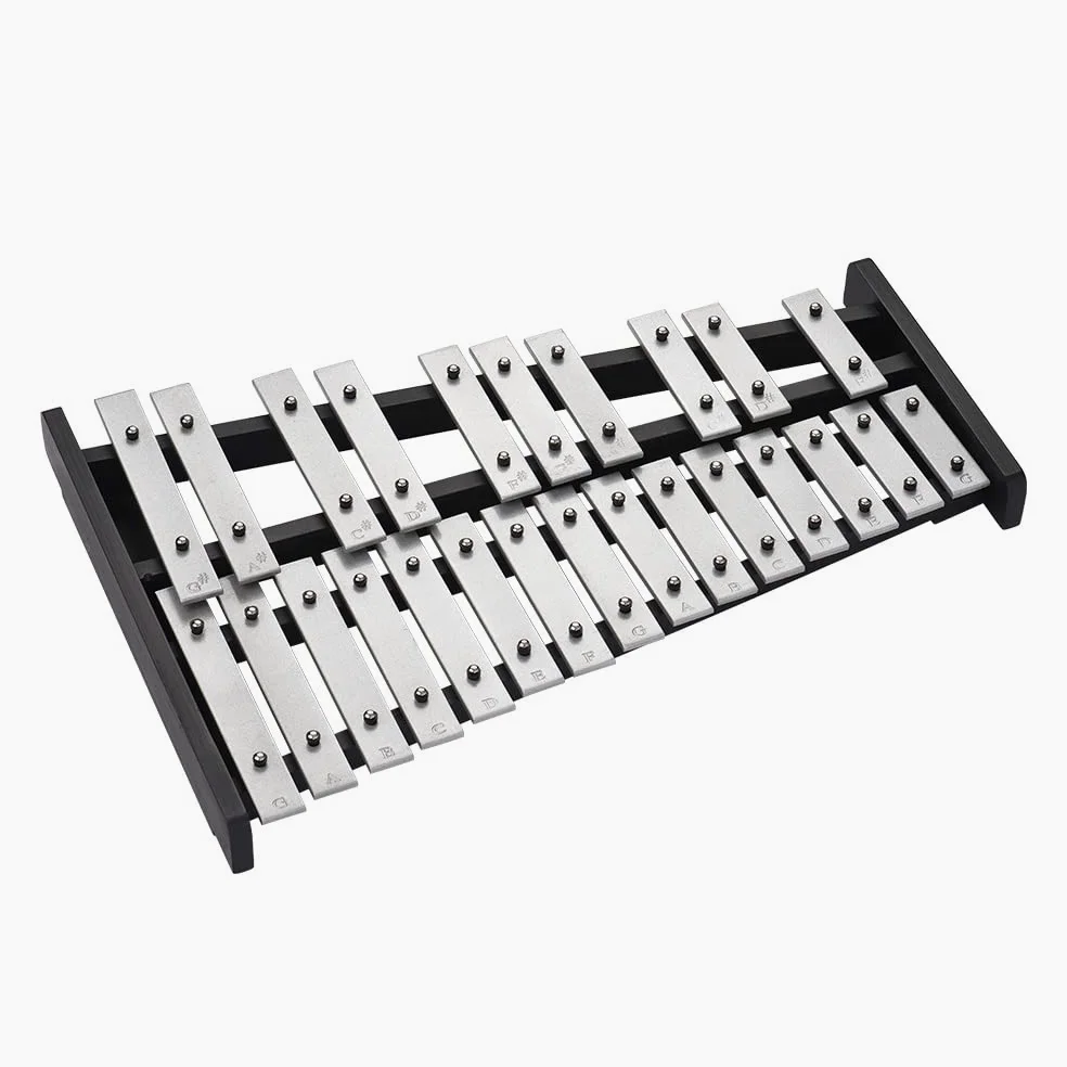 Xilofono 25 Note Glockenspiel con Barre in Alluminio Base in Legno Strumento Musicale per Bambini Adulti Principianti Amanti della Musica con Borsa Tasti Argentati