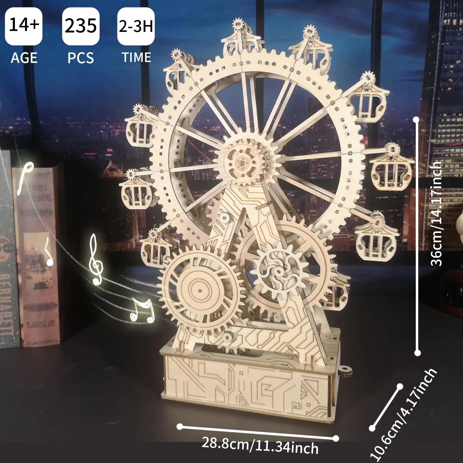 Modellini Da Costruire Puzzle 3D Legno - Kit Ruota Panoramica Steampunk Con Carillon, Kit Modellismo, Puzzle in Legno Per Adulti, Regalo Speciale