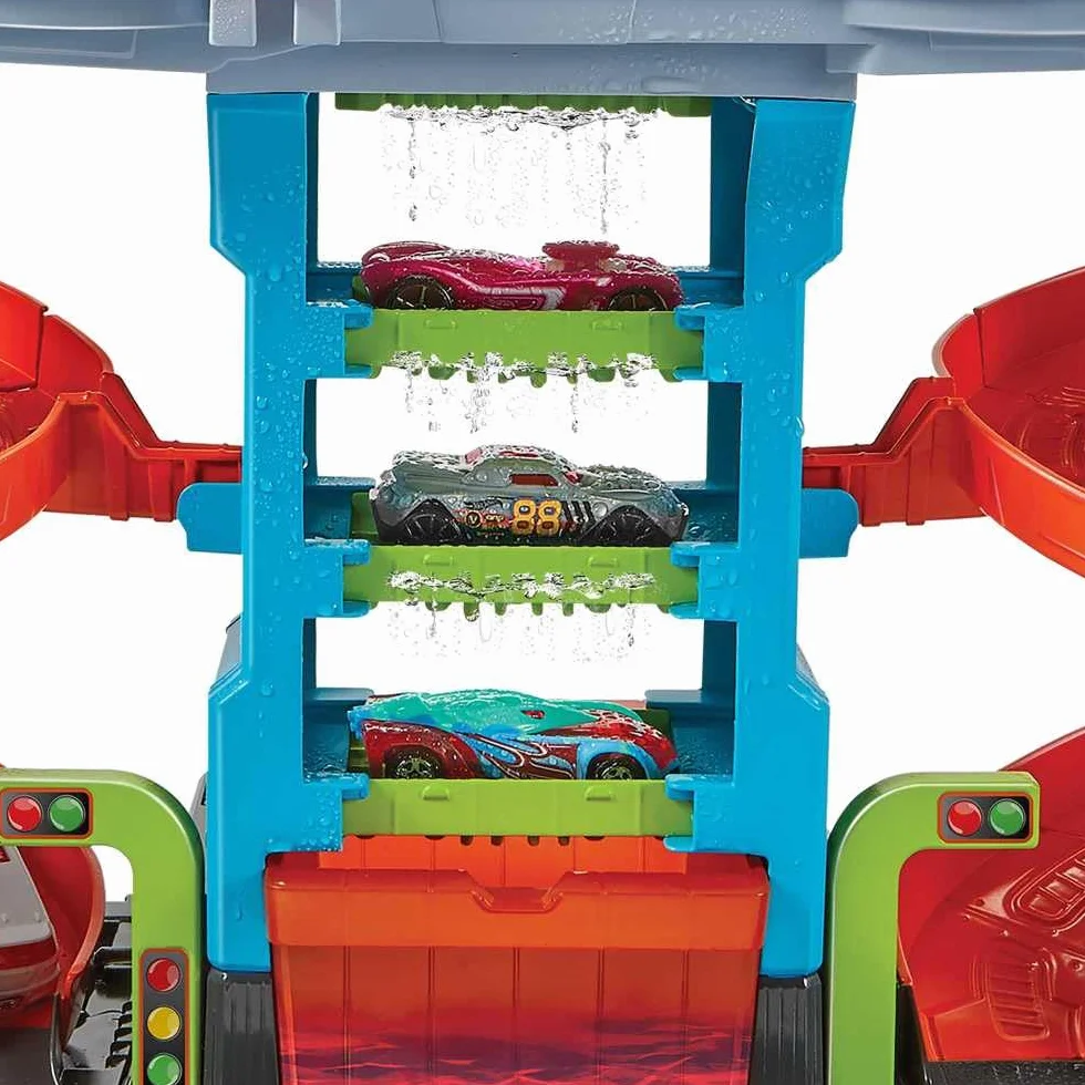 Hot Wheels - Hot Wheels City Mega Torre Autolavaggio, 1 macchinina Color Shifters, pratici serbatoi per acqua calda e fredda, si collega ad altri set, Giocattolo per Bambini 4+ Anni, HDP05