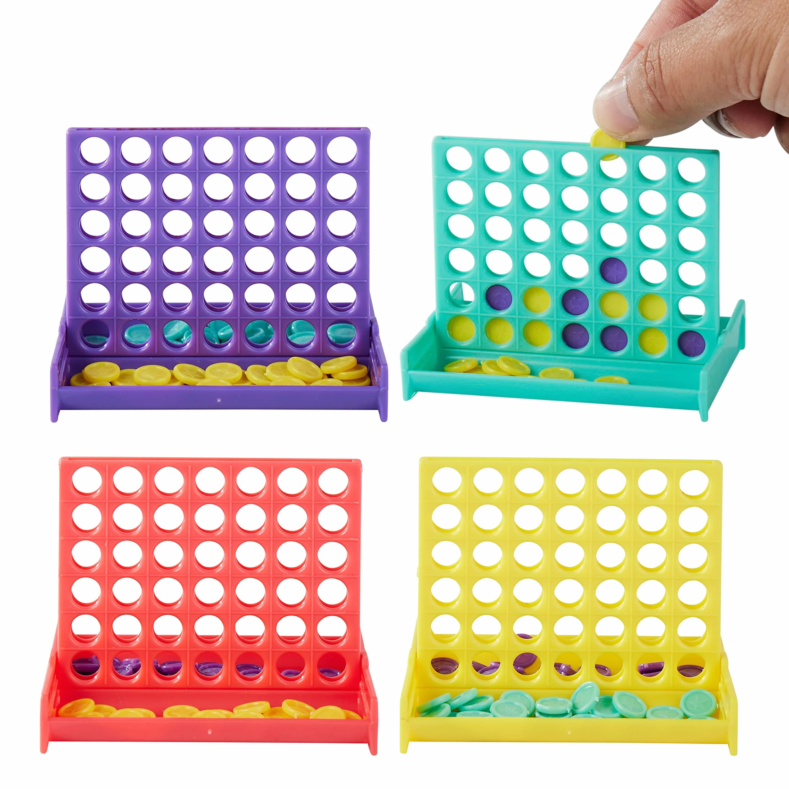 THE TWIDDLERS 24 Mini Giochi da Tavolo Quattro in Fila per Bambini 3+ Anni - Set 4 Colori Assortiti